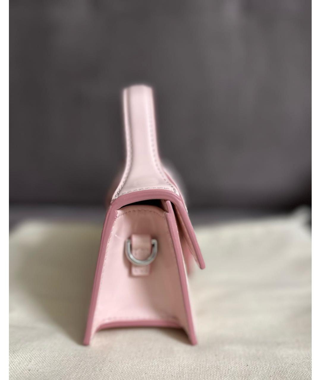 JACQUEMUS Розовая кожаная сумка с короткими ручками, фото 8