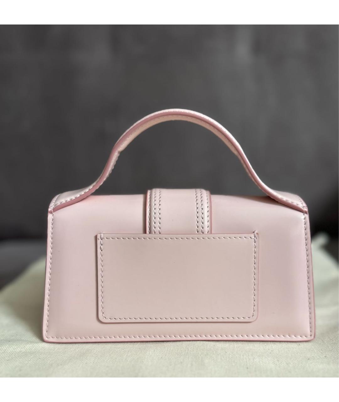 JACQUEMUS Розовая кожаная сумка с короткими ручками, фото 3