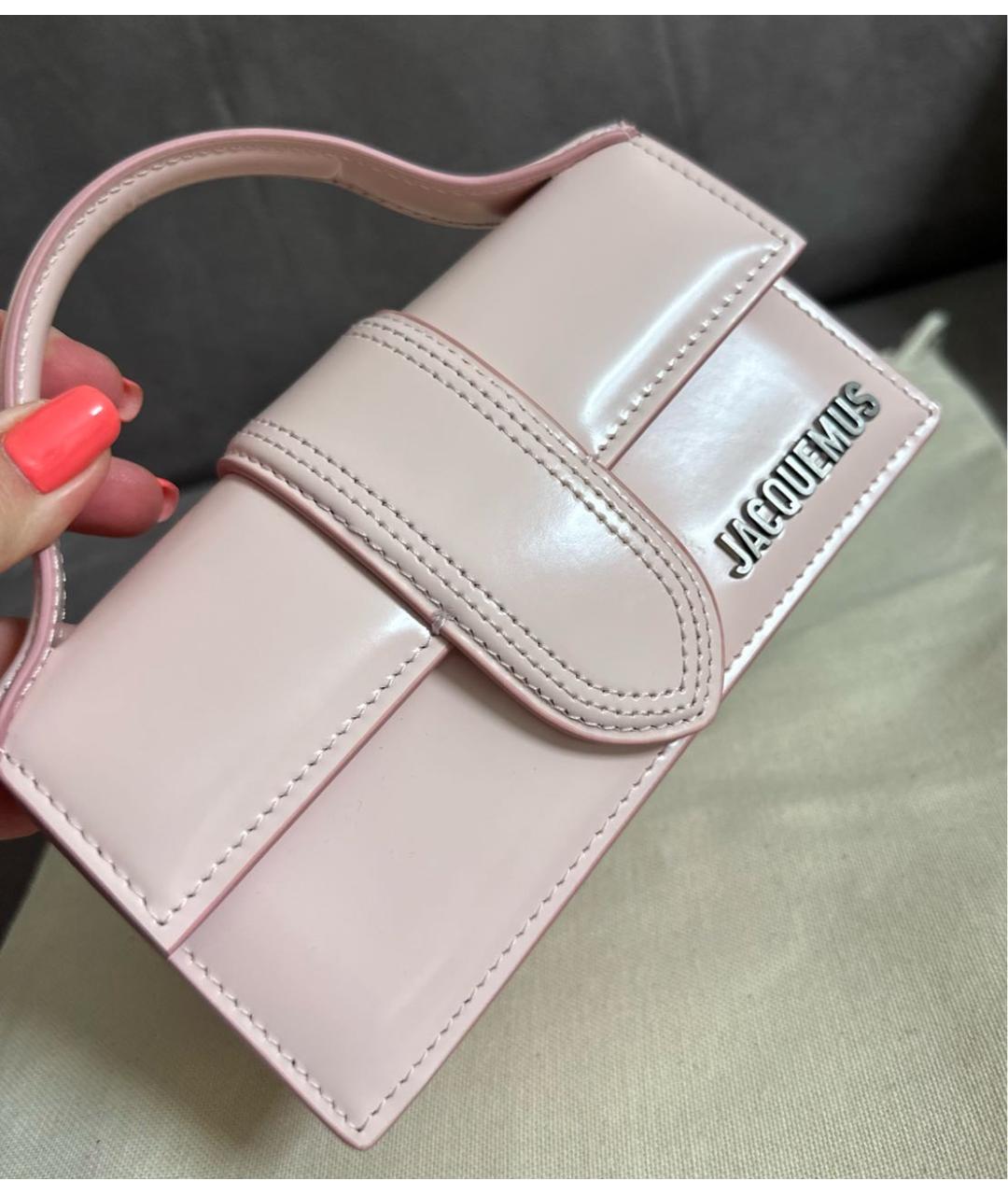 JACQUEMUS Розовая кожаная сумка с короткими ручками, фото 2