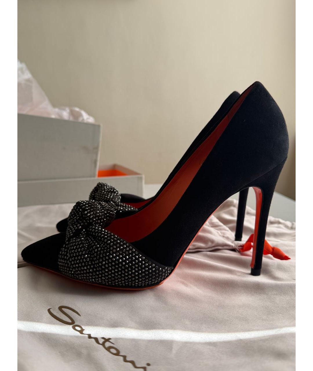 SANTONI Черные замшевые туфли, фото 9