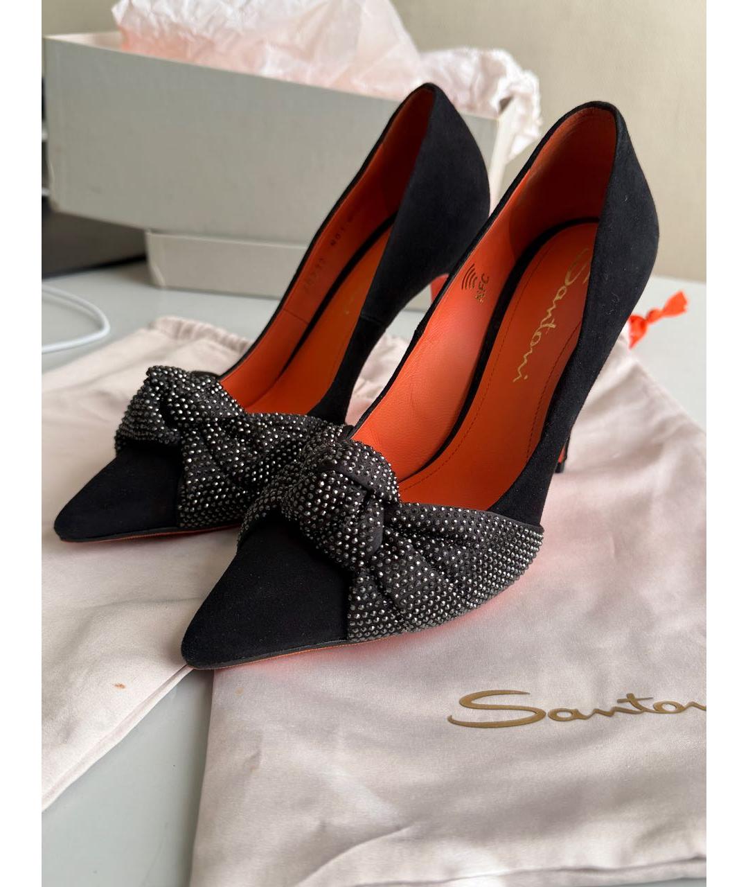 SANTONI Черные замшевые туфли, фото 7