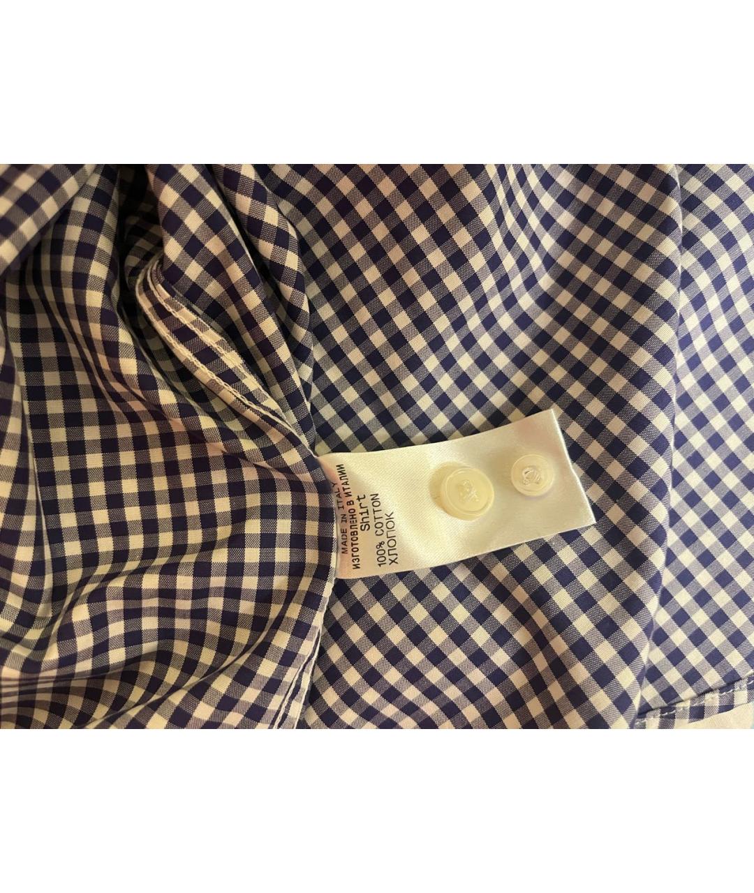 ZEGNA Синяя хлопковая кэжуал рубашка, фото 5