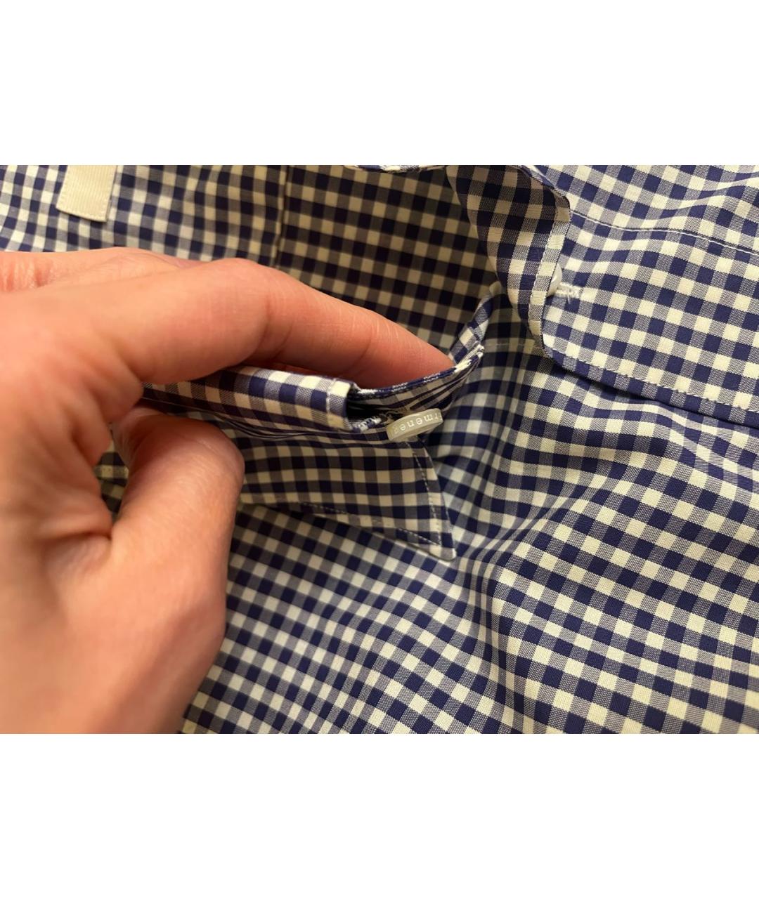 ZEGNA Синяя хлопковая кэжуал рубашка, фото 7