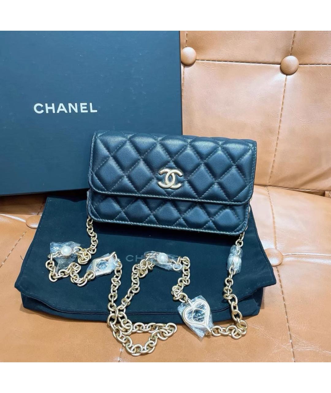 CHANEL Черная кожаная сумка через плечо, фото 8