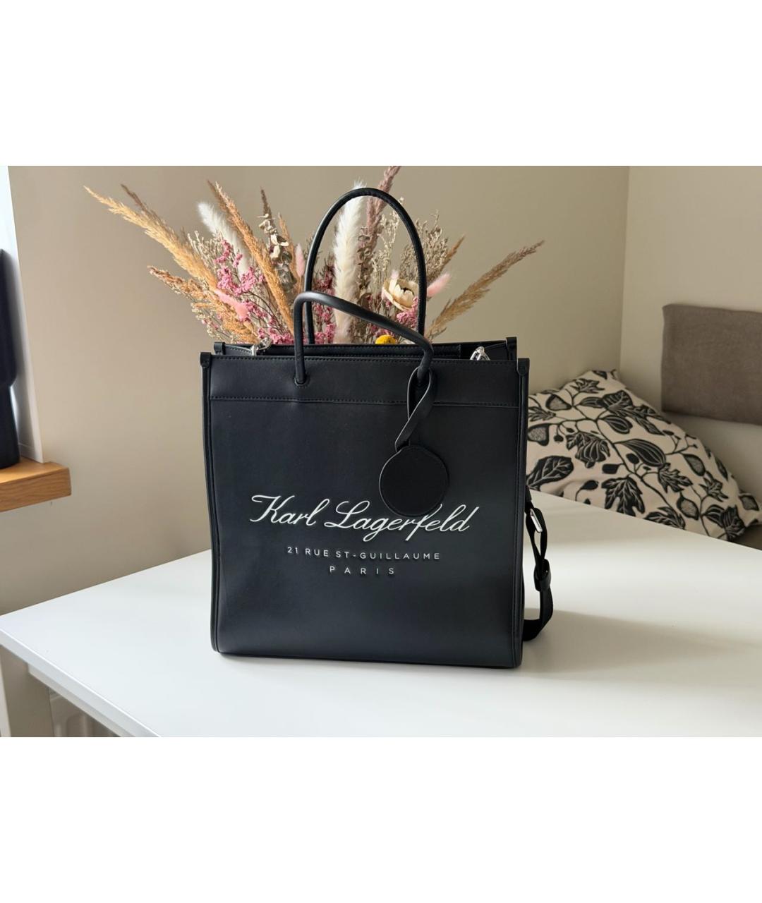KARL LAGERFELD Черная сумка тоут из искусственной кожи, фото 3