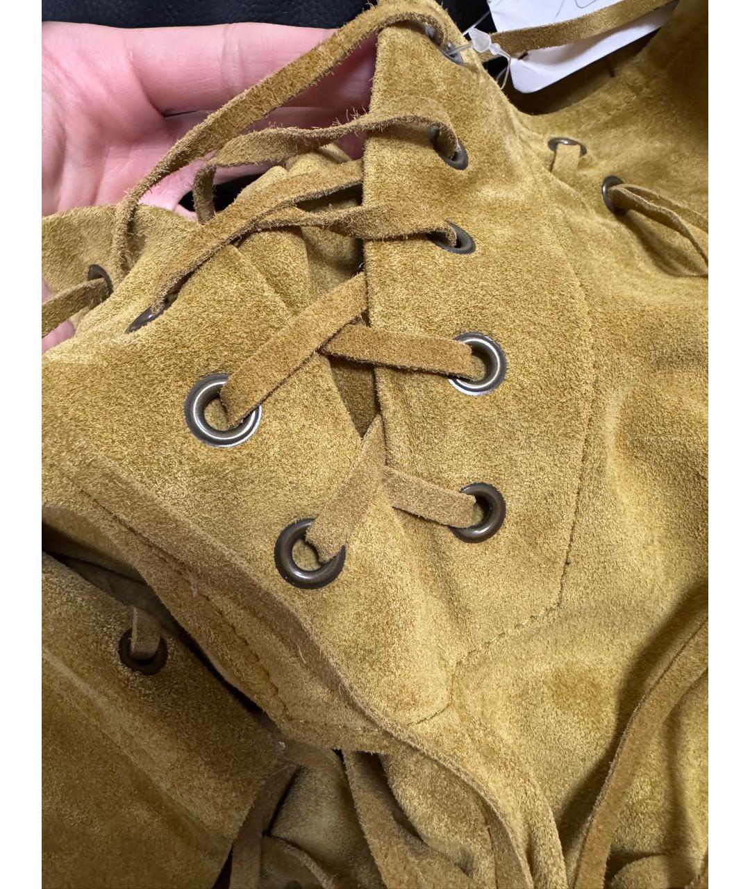 PETAR PETROV Горчичные замшевые шорты, фото 2