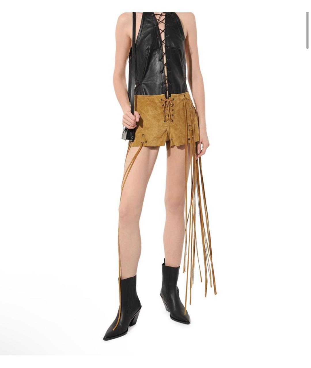 PETAR PETROV Горчичные замшевые шорты, фото 4