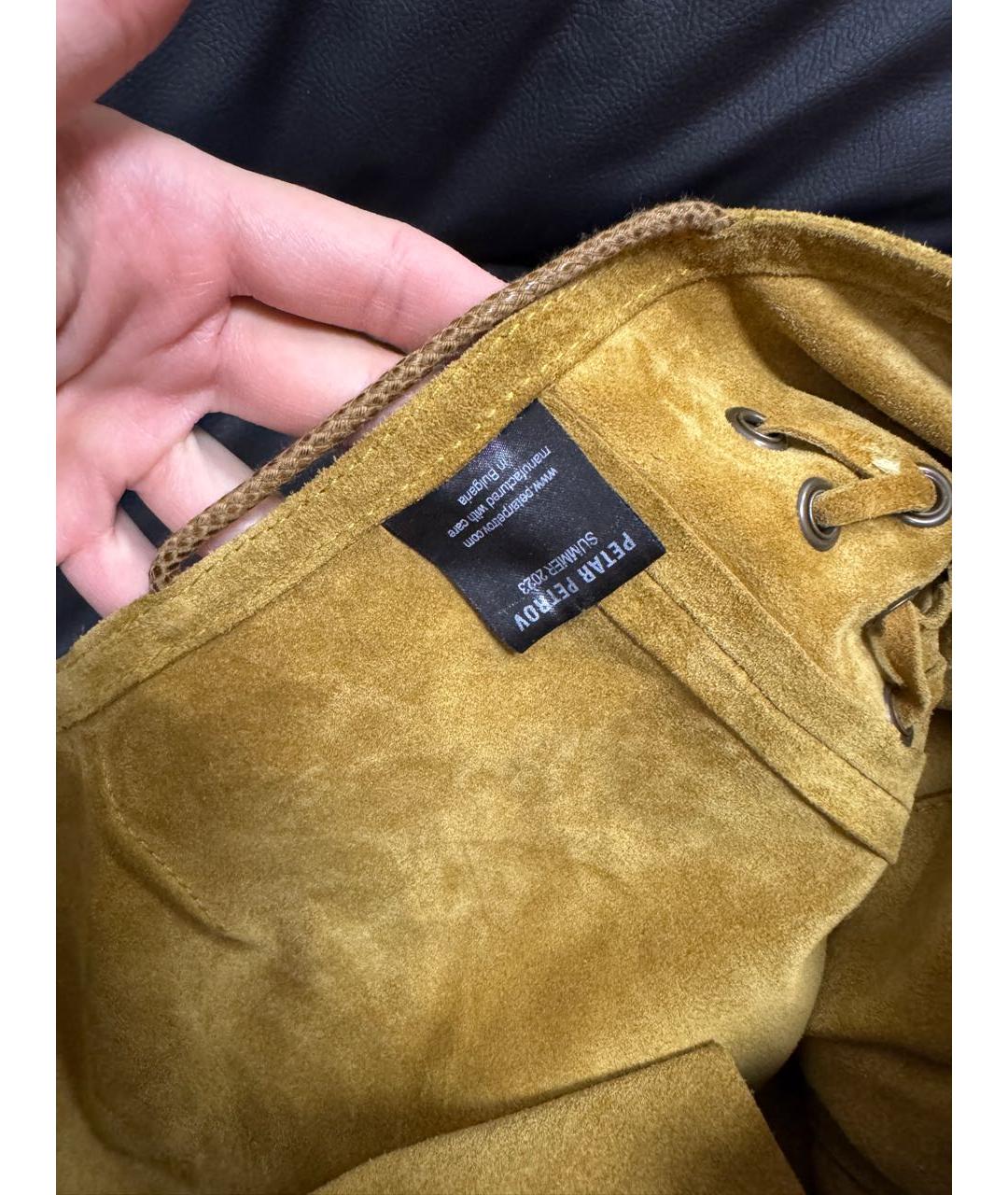 PETAR PETROV Горчичные замшевые шорты, фото 3