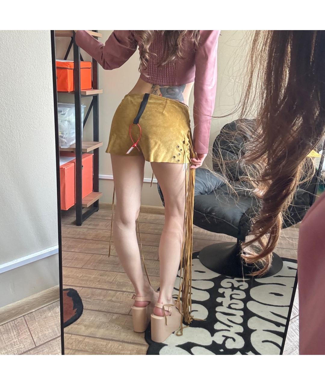 PETAR PETROV Горчичные замшевые шорты, фото 6