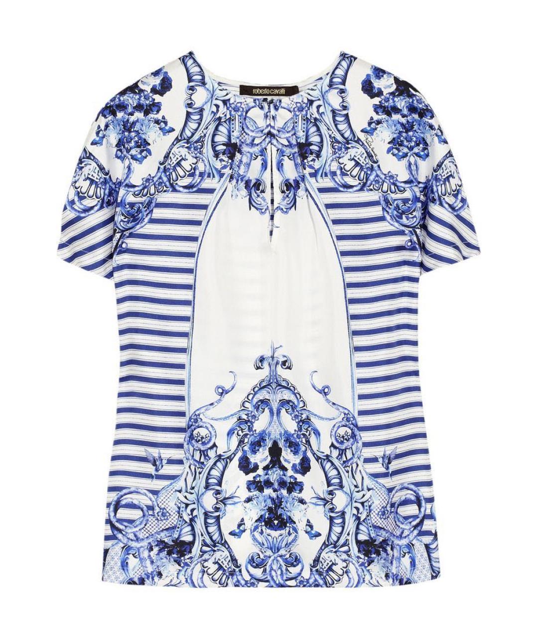 ROBERTO CAVALLI Синяя шелковая блузы, фото 1
