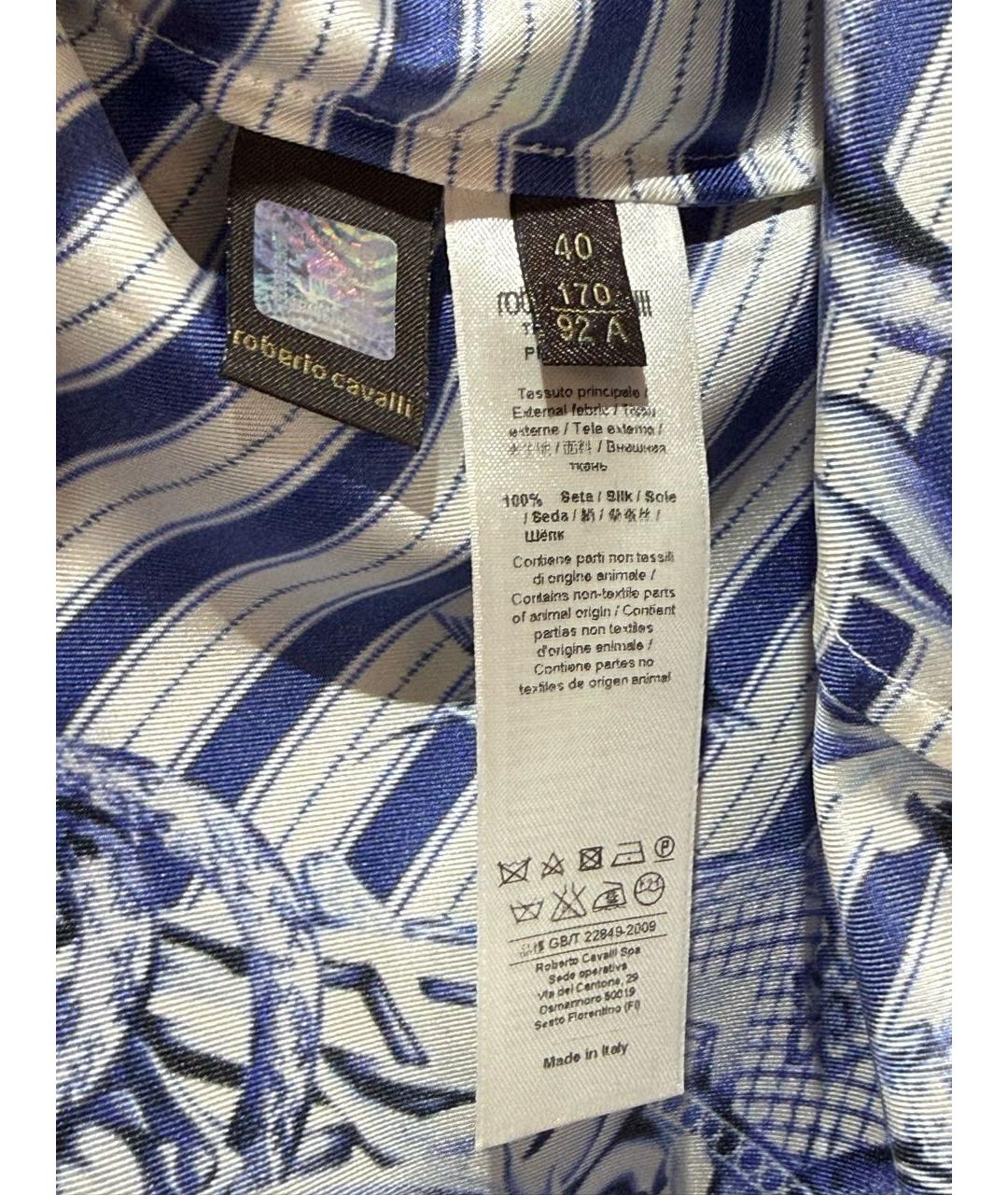 ROBERTO CAVALLI Синяя шелковая блузы, фото 5