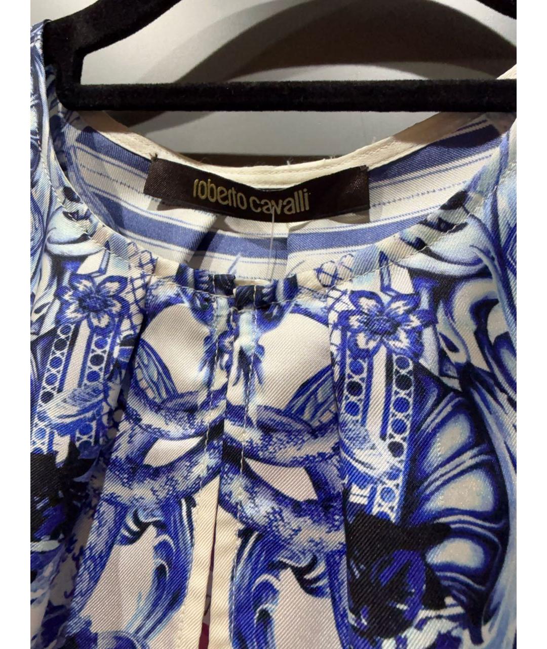 ROBERTO CAVALLI Синяя шелковая блузы, фото 4
