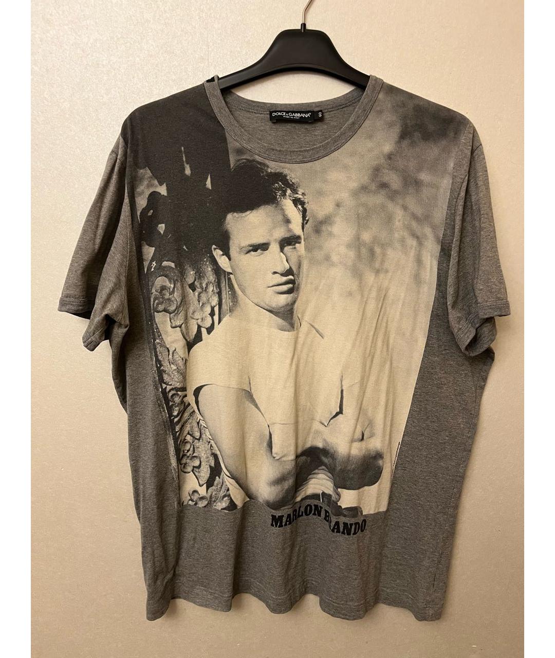 DOLCE&GABBANA Серая хлопковая футболка, фото 6