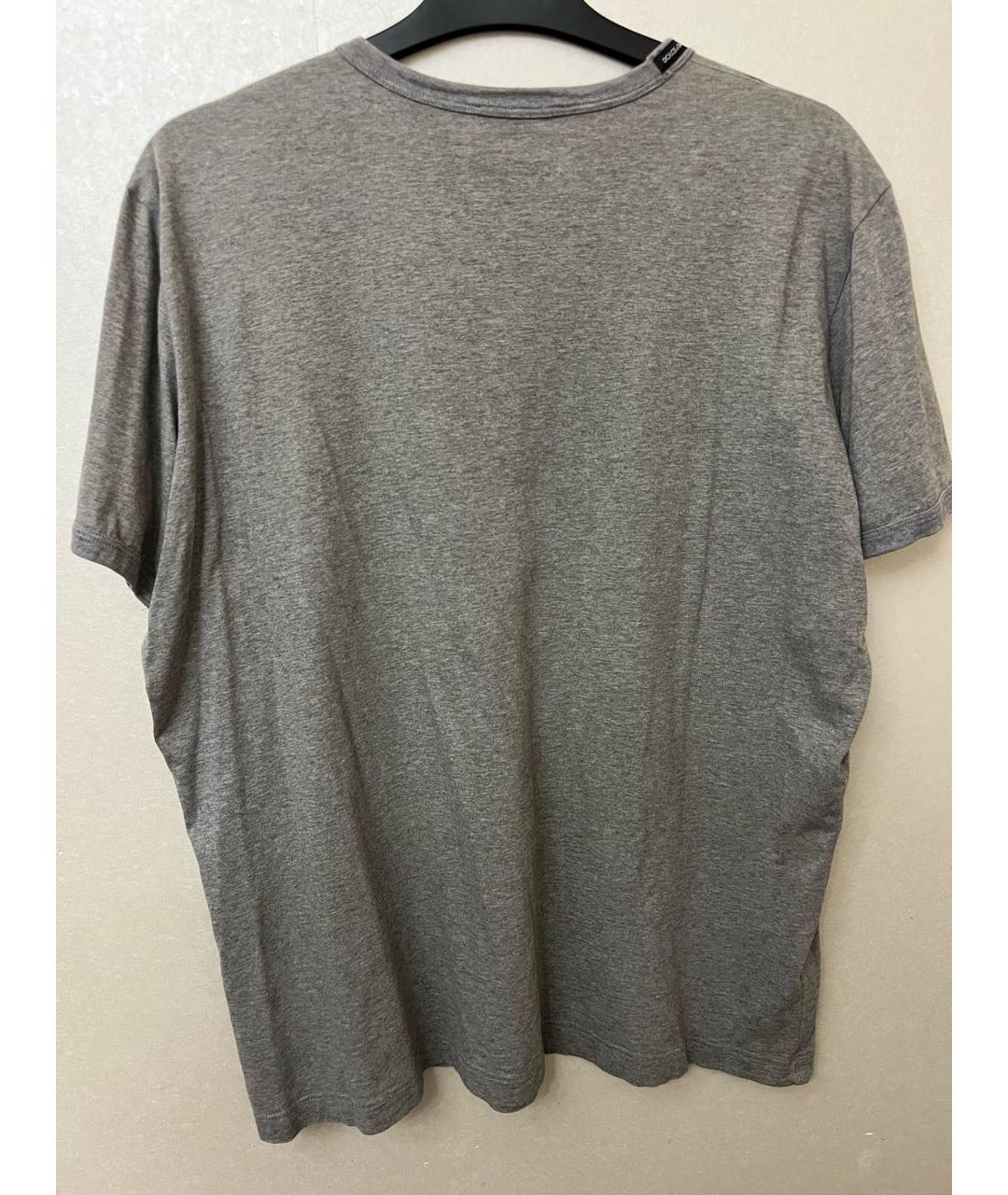 DOLCE&GABBANA Серая хлопковая футболка, фото 2