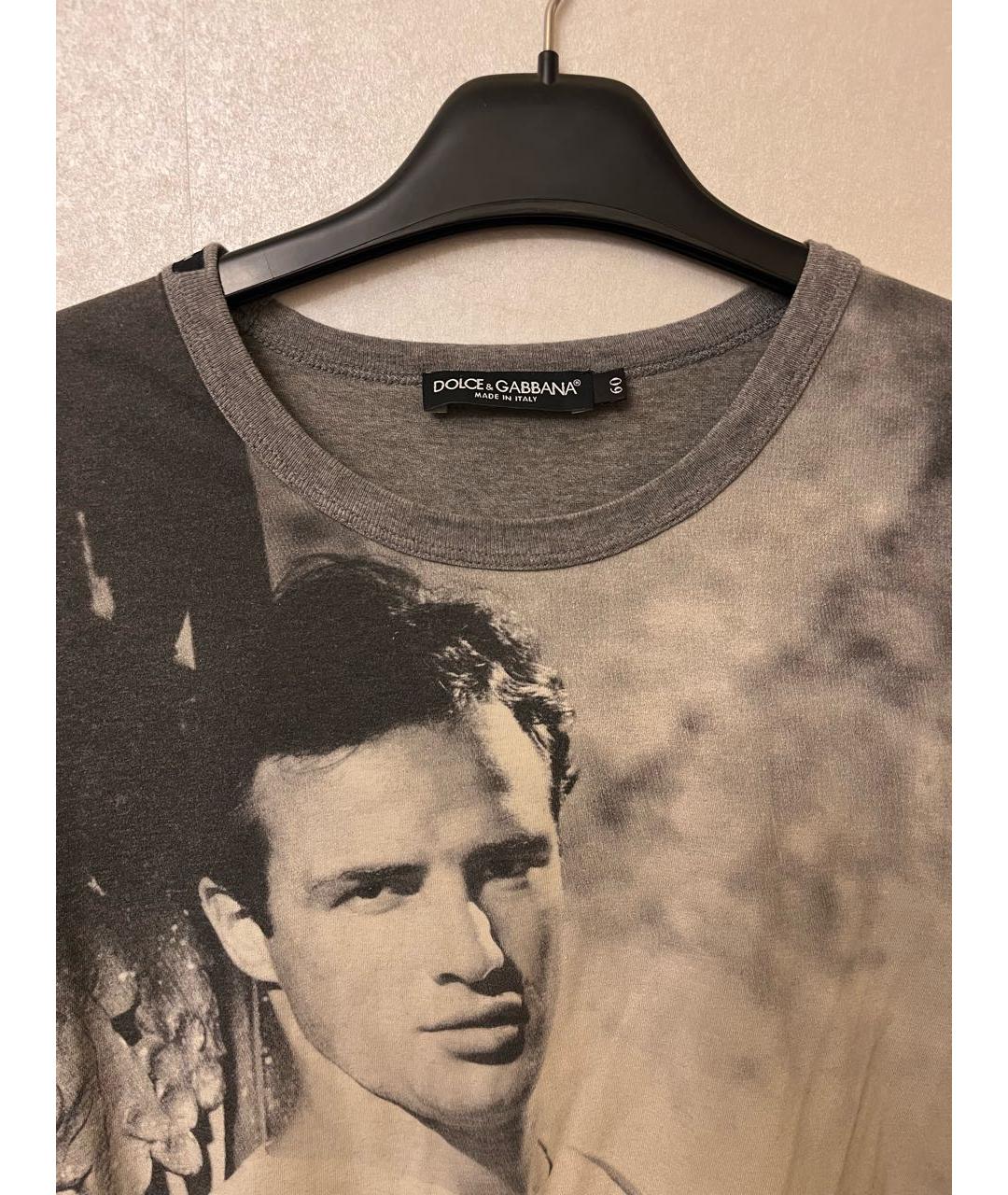 DOLCE&GABBANA Серая хлопковая футболка, фото 3
