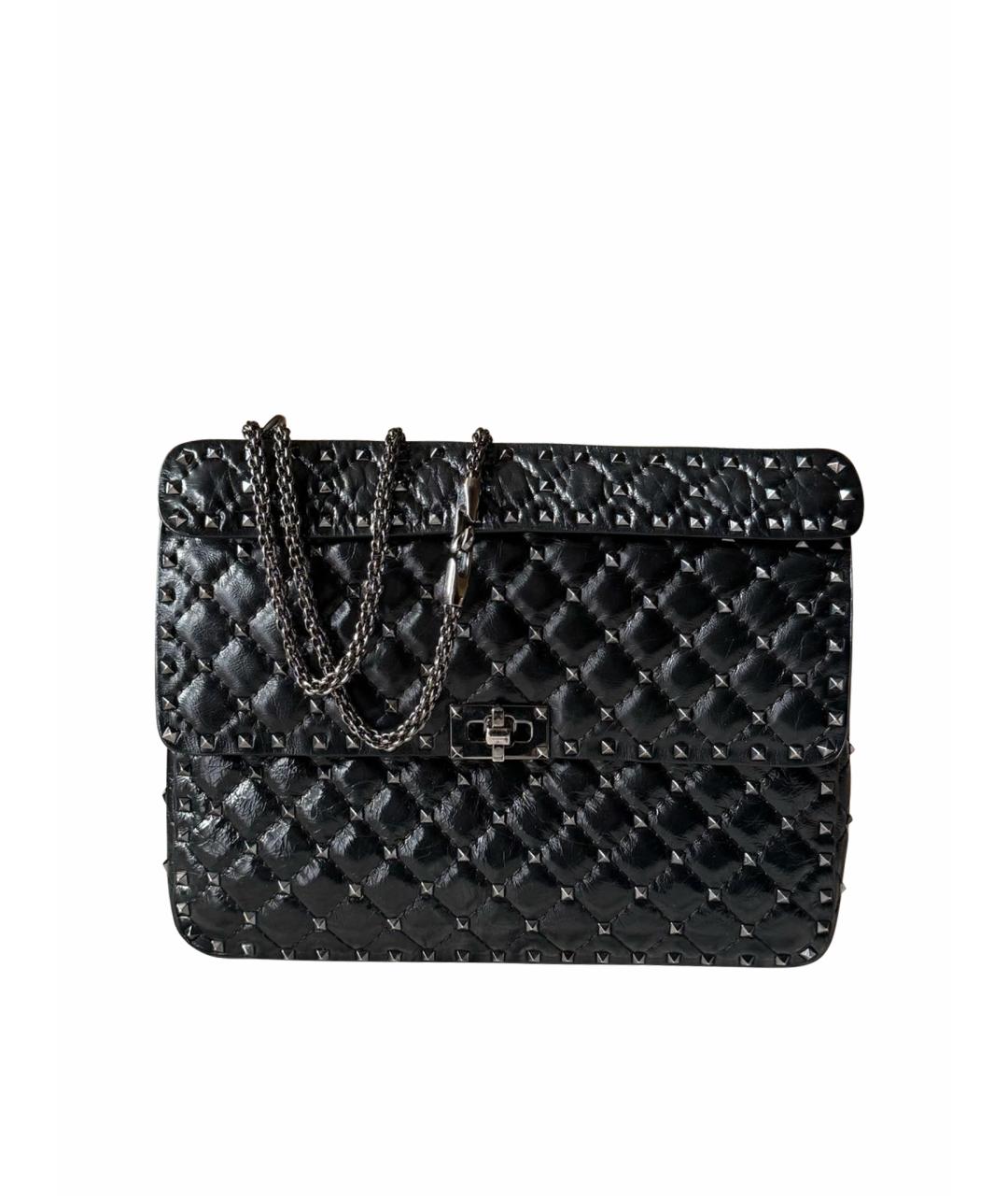 VALENTINO Черная сумка тоут из лакированной кожи, фото 1