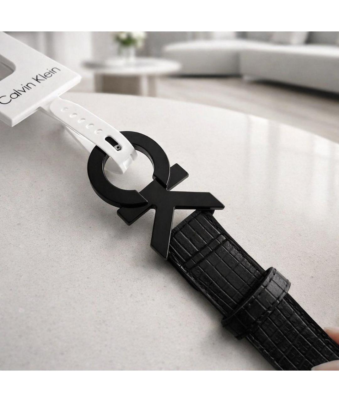 CALVIN KLEIN Черный ремень из искусственной кожи, фото 4