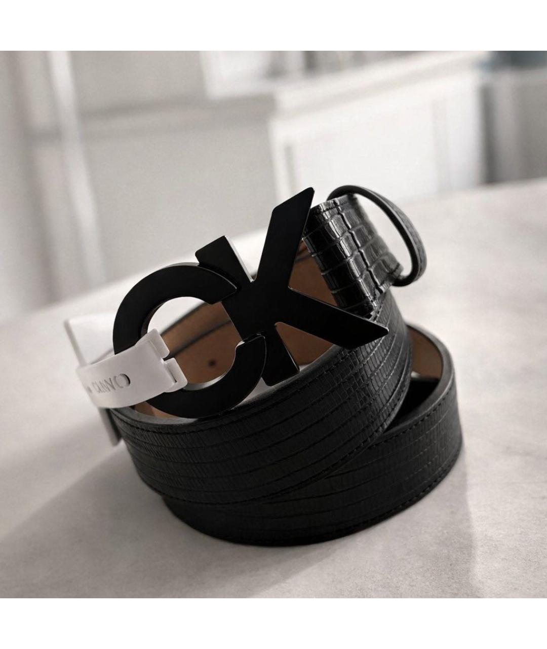 CALVIN KLEIN Черный ремень из искусственной кожи, фото 2