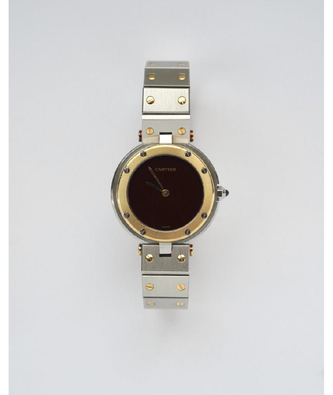 CARTIER Бордовые часы из желтого золота, фото 6