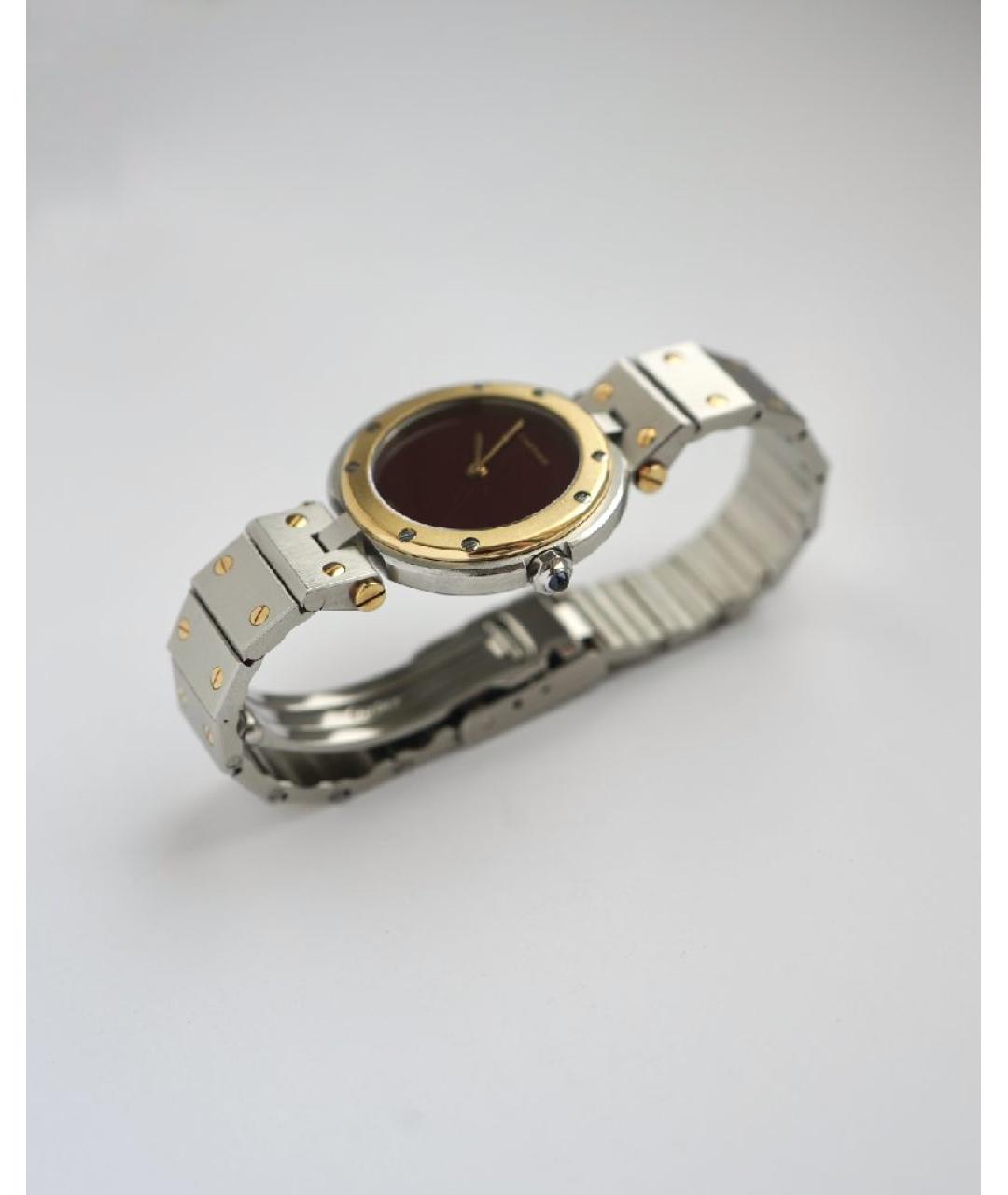 CARTIER Бордовые часы из желтого золота, фото 5