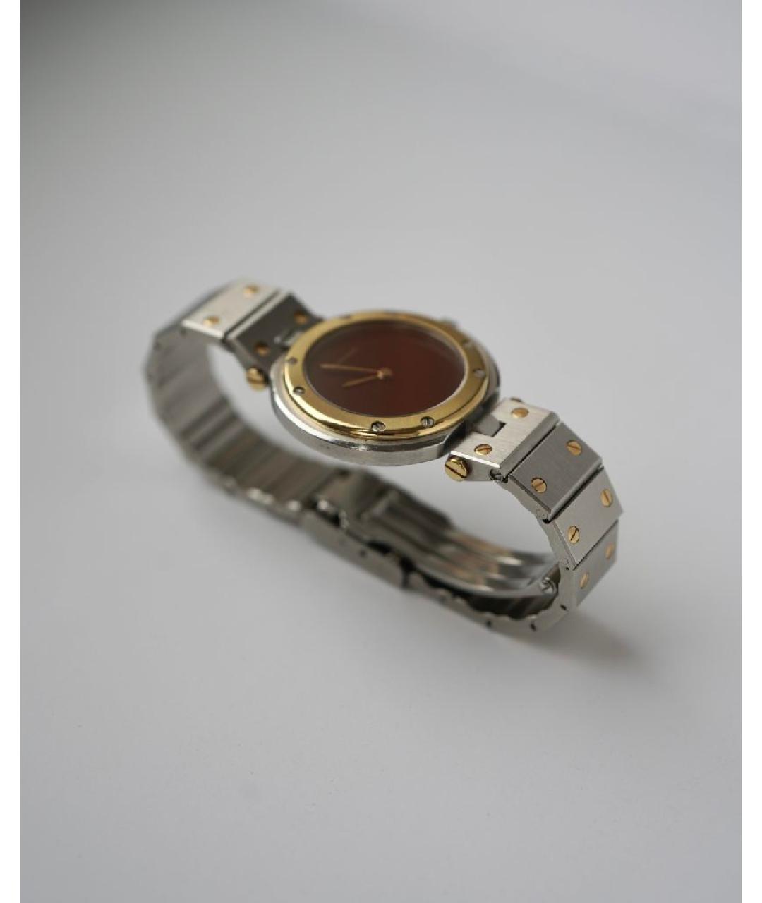 CARTIER Бордовые часы из желтого золота, фото 4