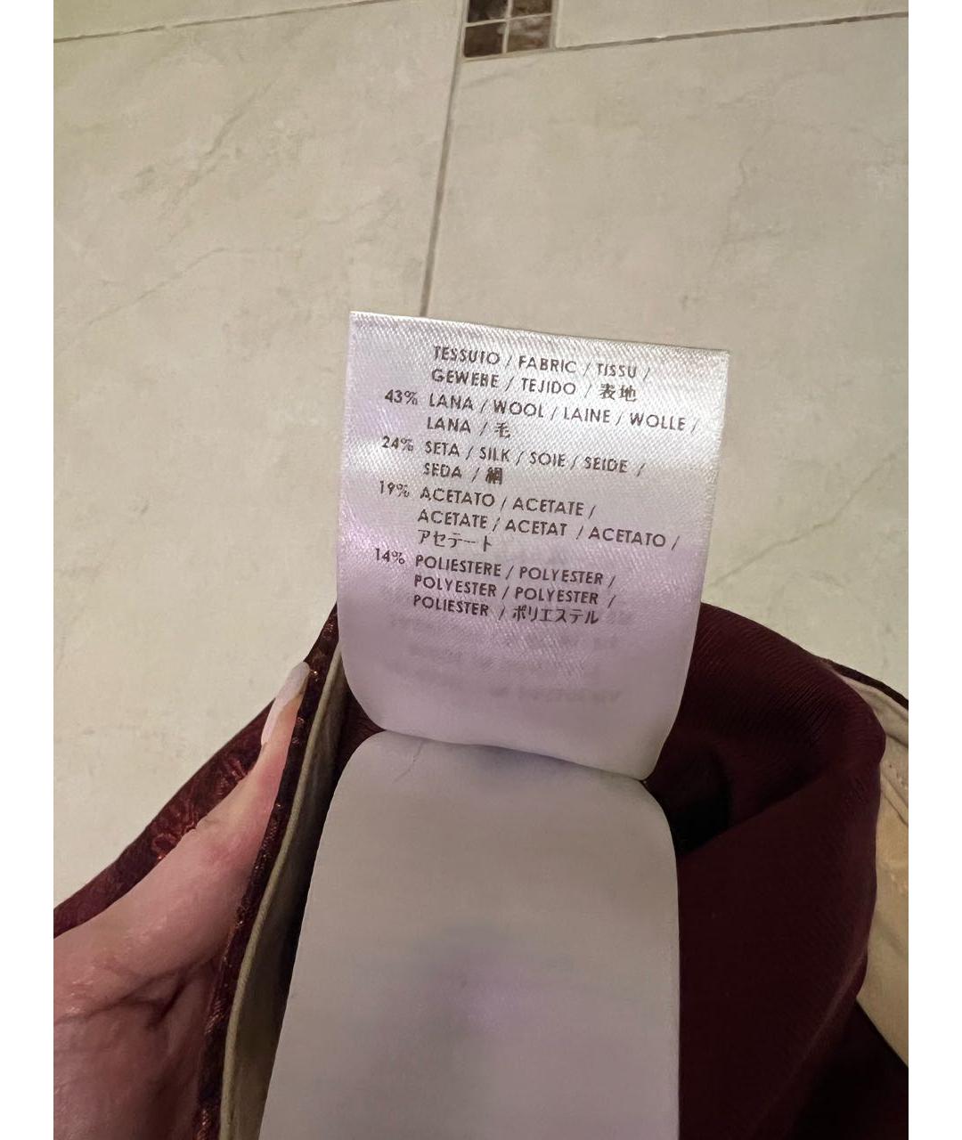 STELLA MCCARTNEY Бордовые шерстяные прямые брюки, фото 5