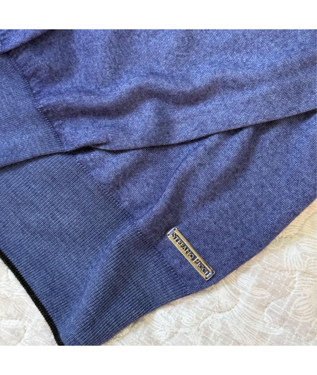 STEFANO RICCI Синий кашемировый джемпер / свитер, фото 4