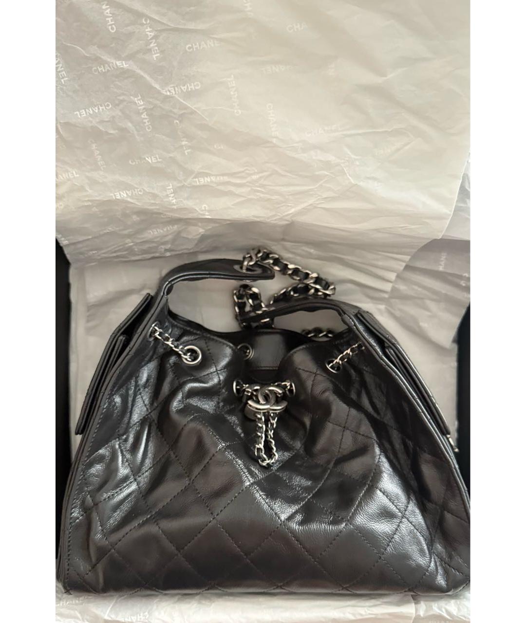 CHANEL Черная кожаная сумка через плечо, фото 3