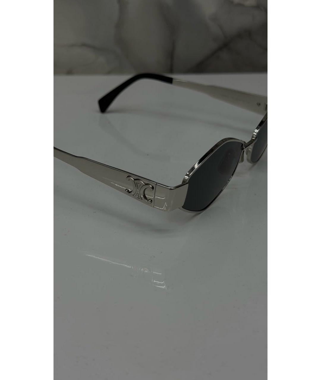 CELINE Серебряные металлические солнцезащитные очки, фото 3