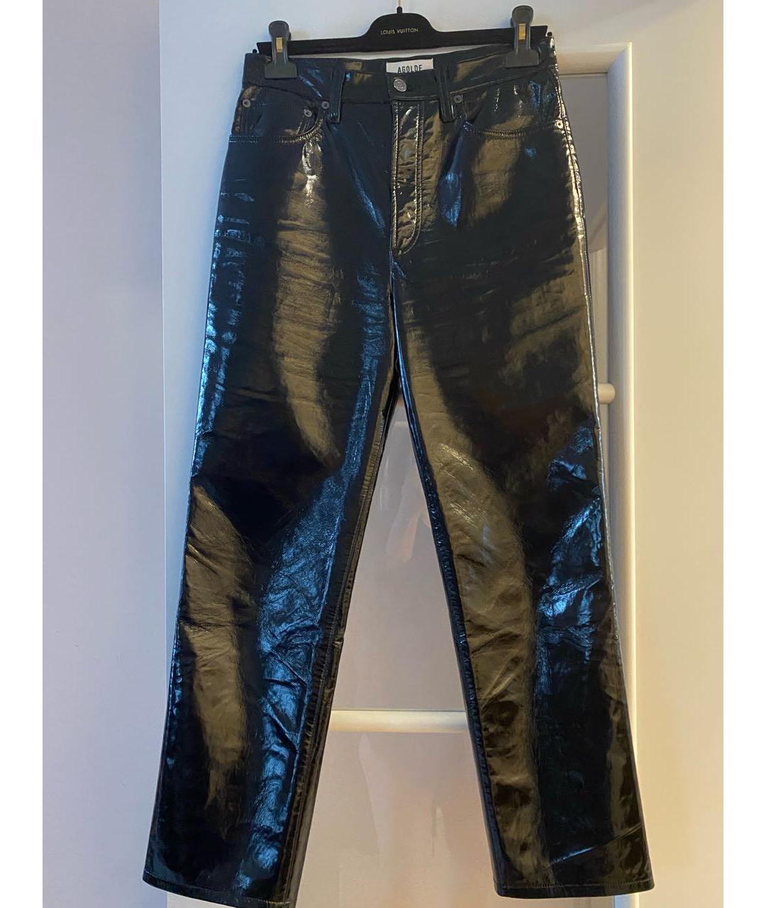 AGOLDE Черные кожаные прямые брюки, фото 2