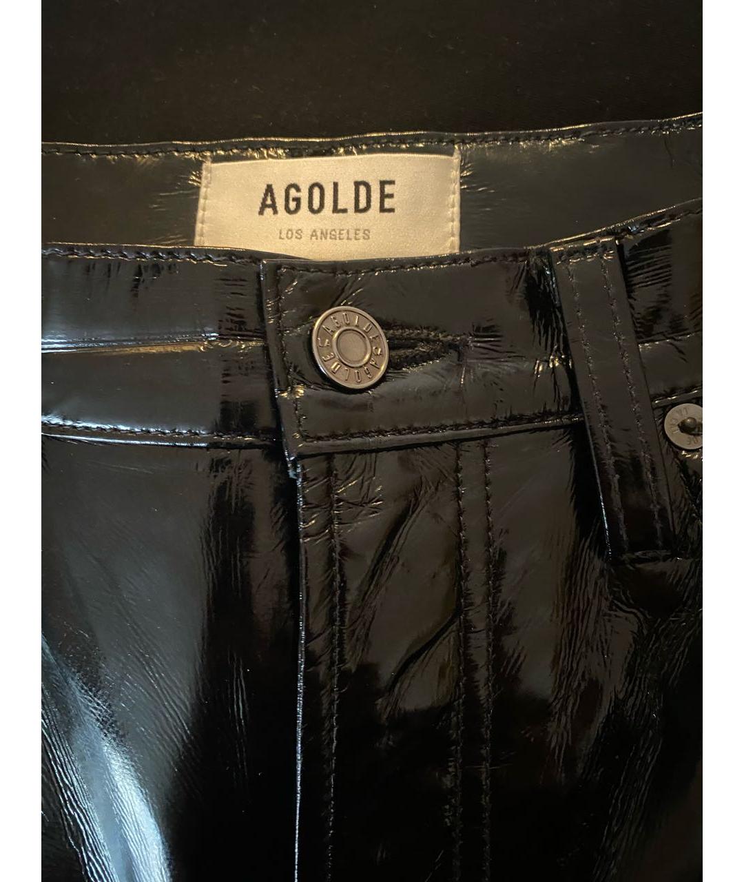 AGOLDE Черные кожаные прямые брюки, фото 4