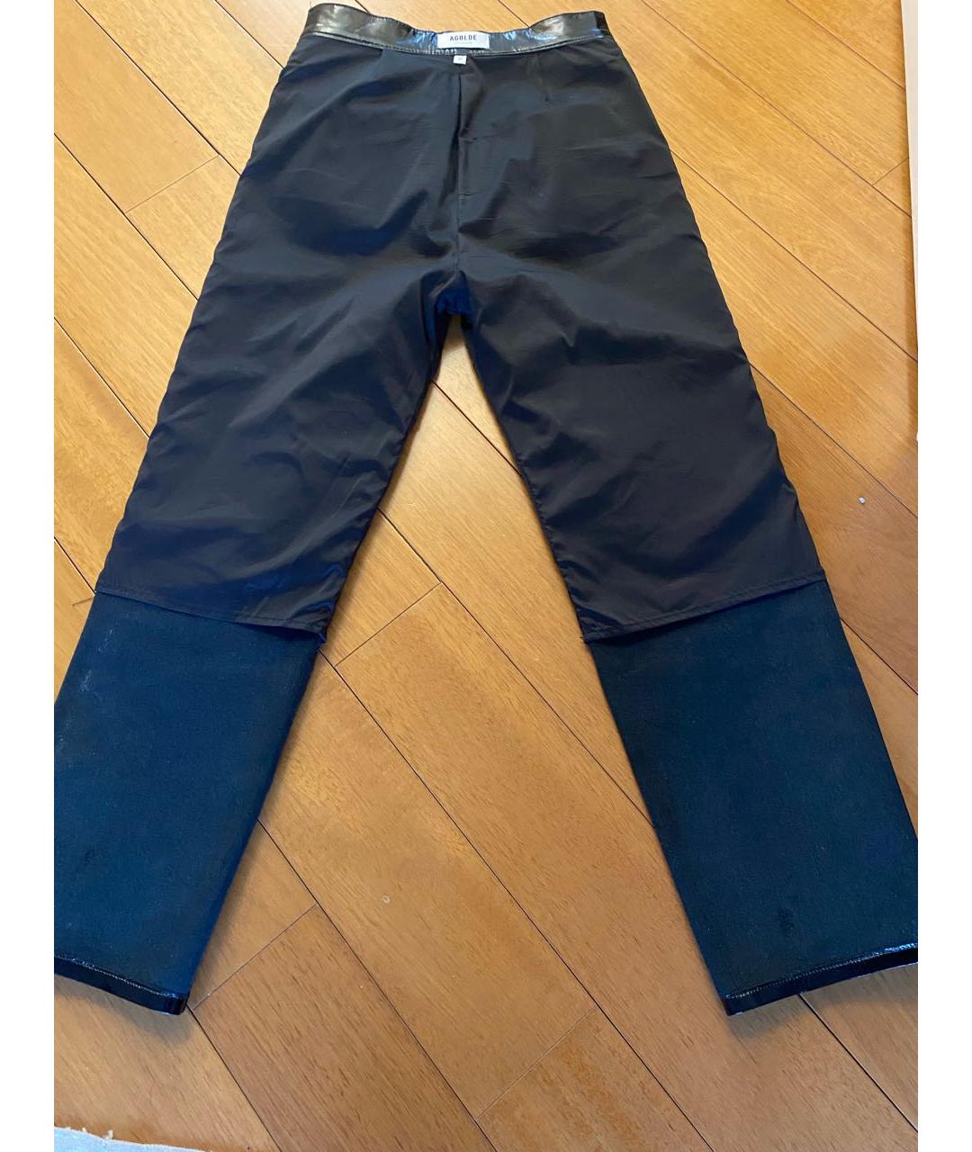 AGOLDE Черные кожаные прямые брюки, фото 5