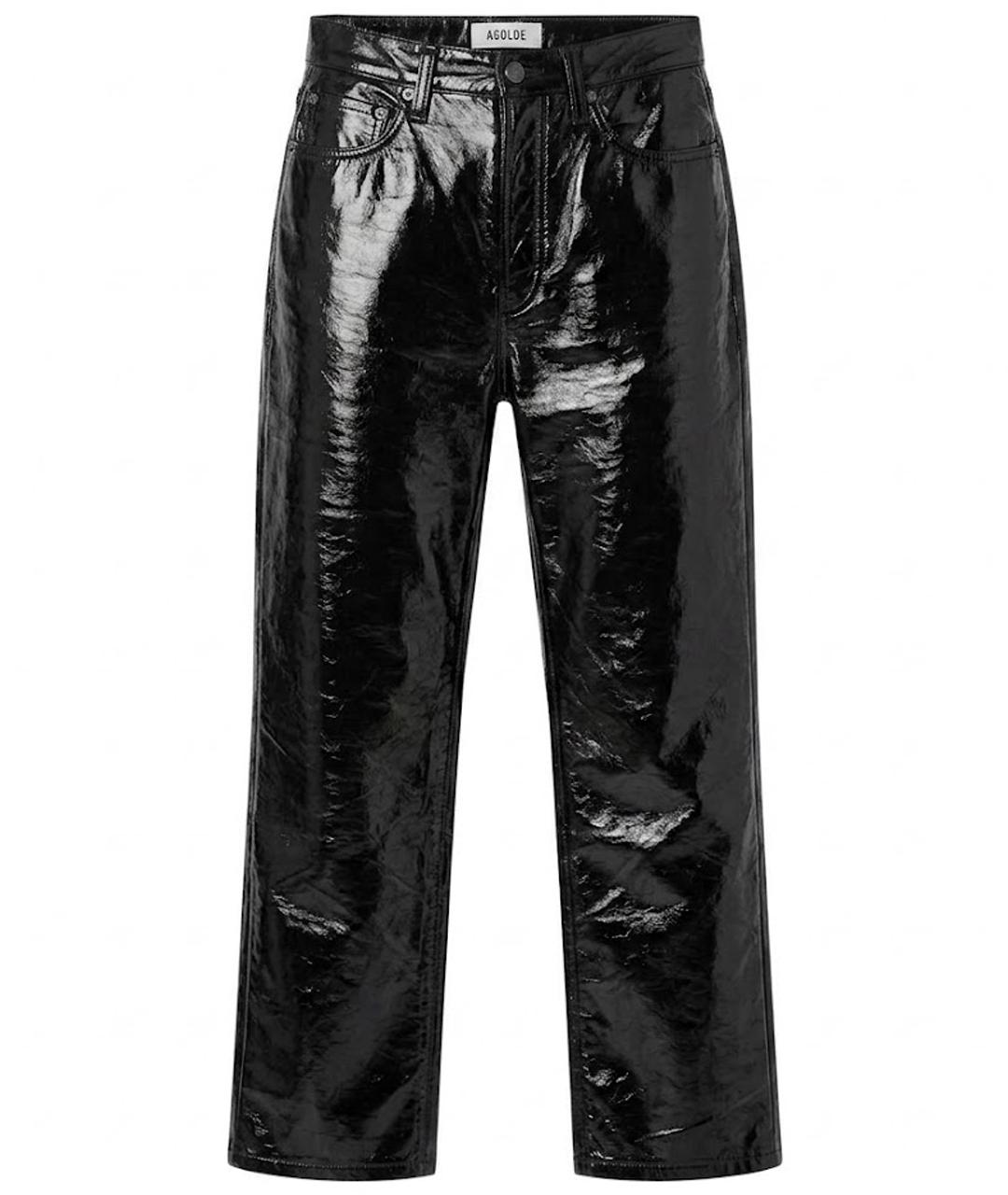 AGOLDE Черные кожаные прямые брюки, фото 1