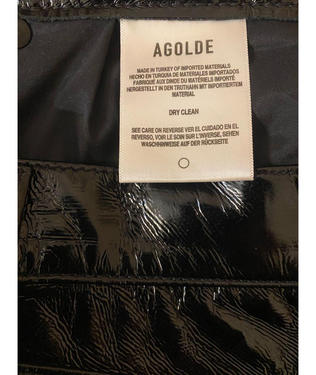 AGOLDE Черные кожаные прямые брюки, фото 3