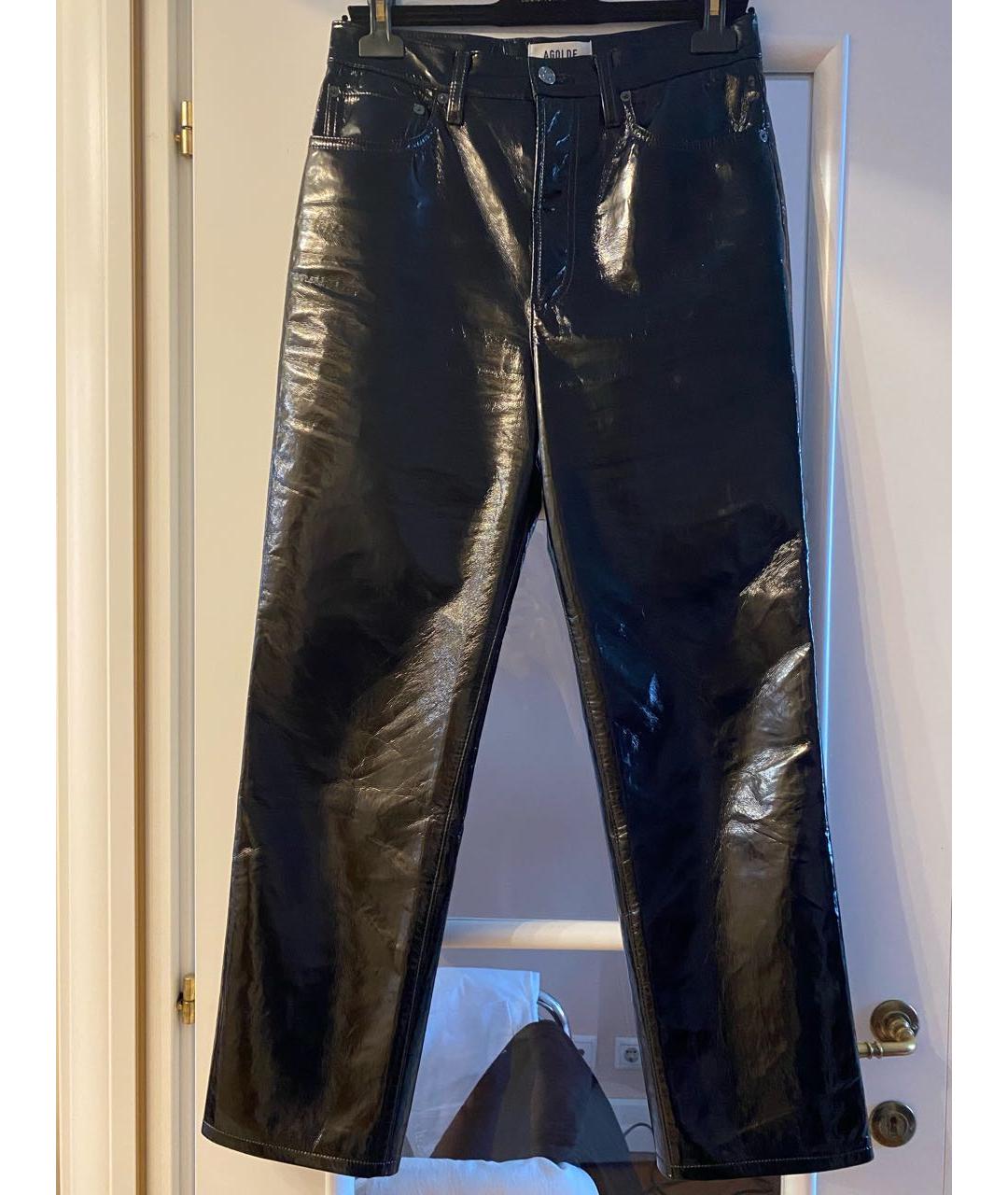 AGOLDE Черные кожаные прямые брюки, фото 6