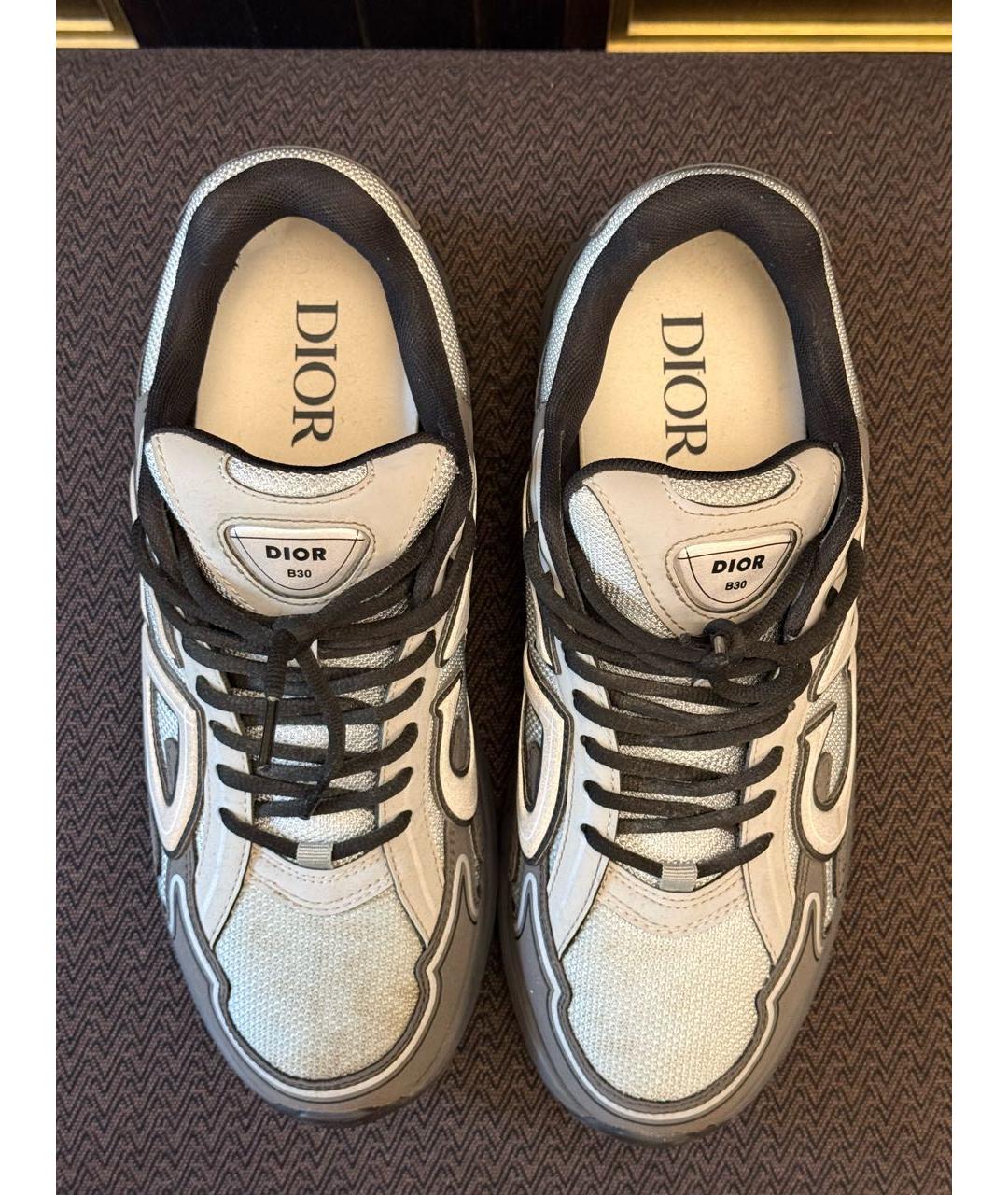 CHRISTIAN DIOR Серые кожаные низкие кроссовки / кеды, фото 3