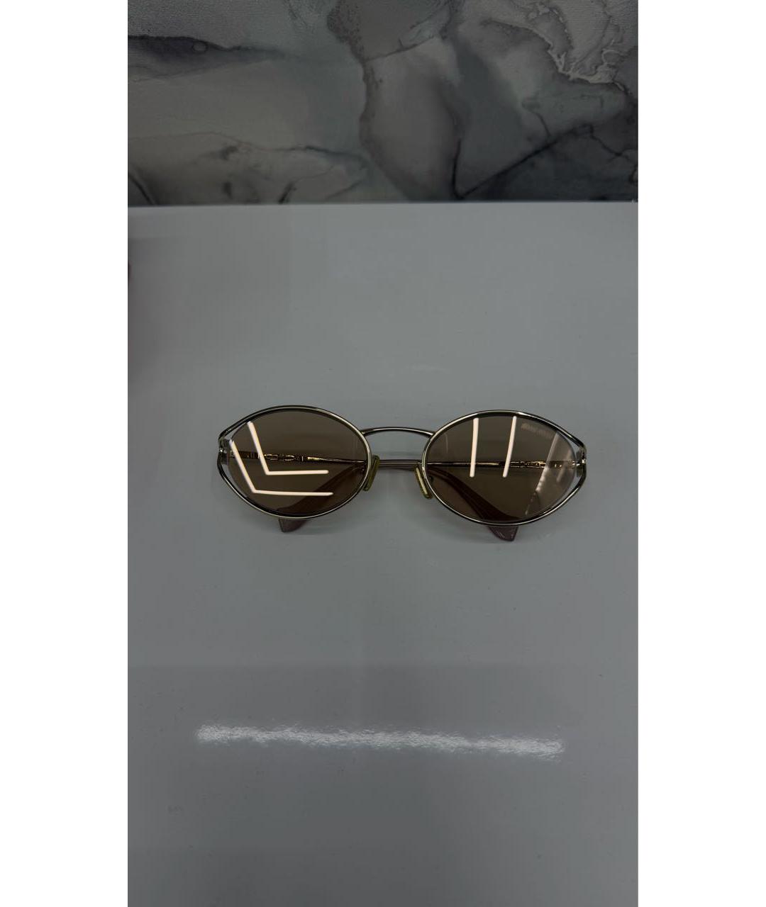 MIU MIU Золотые металлические солнцезащитные очки, фото 6
