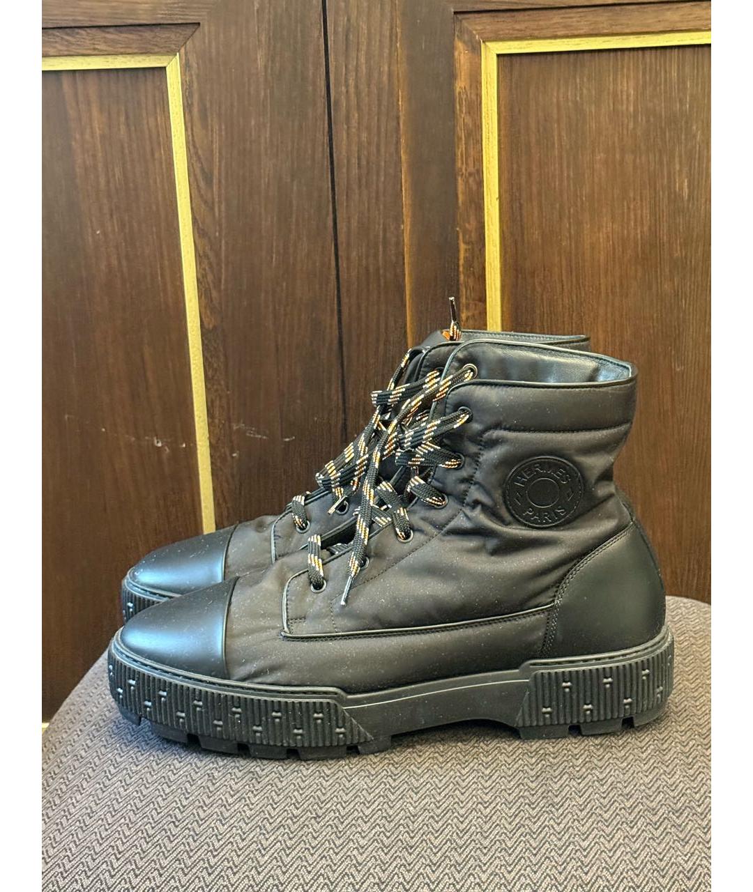 HERMES Черные нубуковые высокие ботинки, фото 5