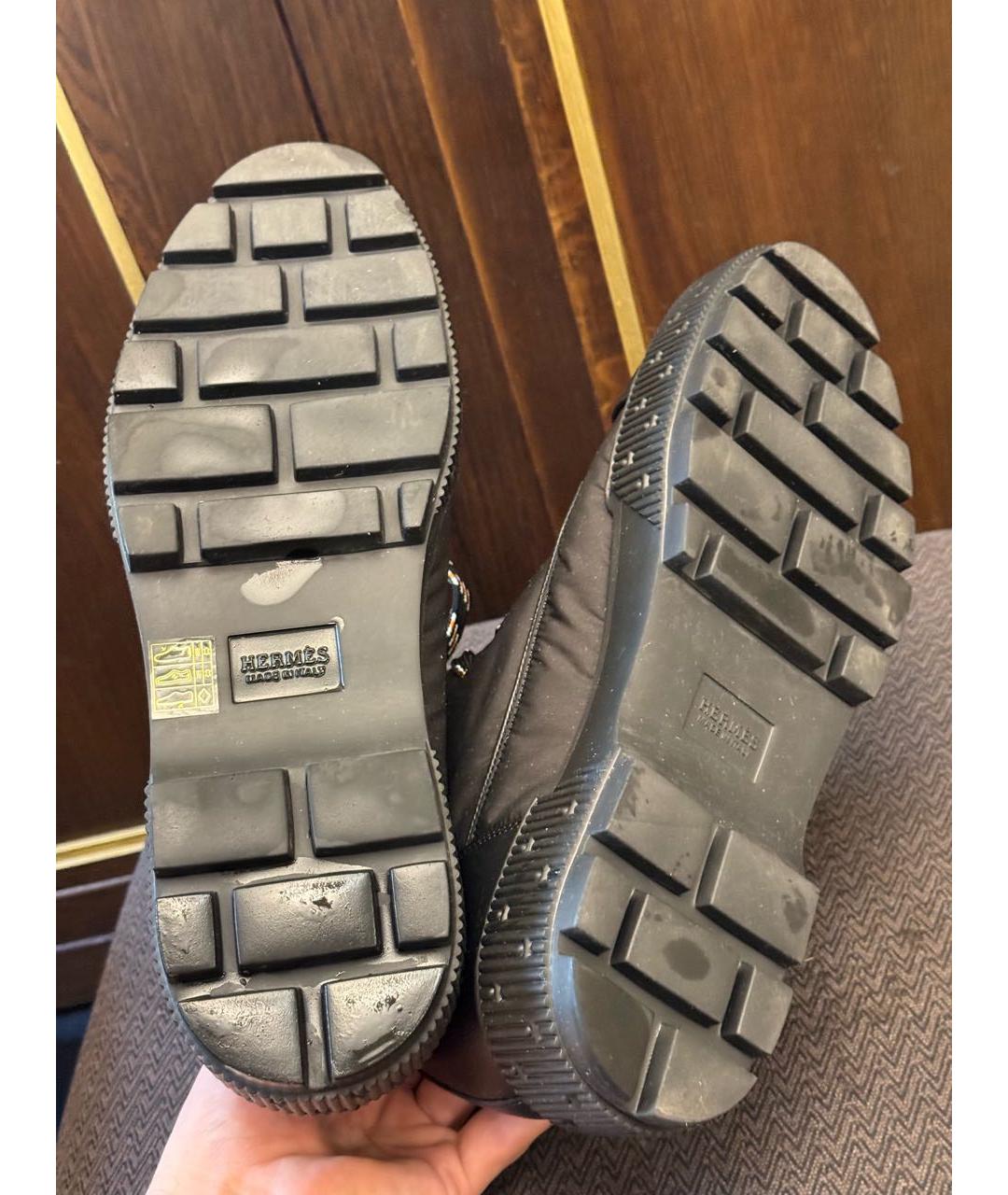 HERMES Черные нубуковые высокие ботинки, фото 4