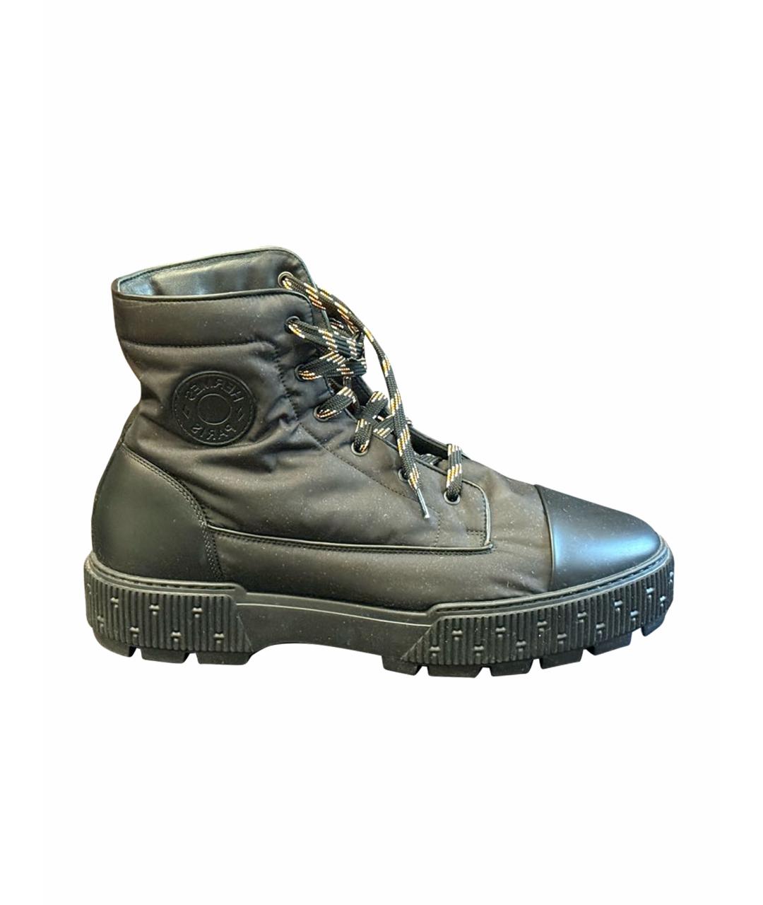 HERMES Черные нубуковые высокие ботинки, фото 1