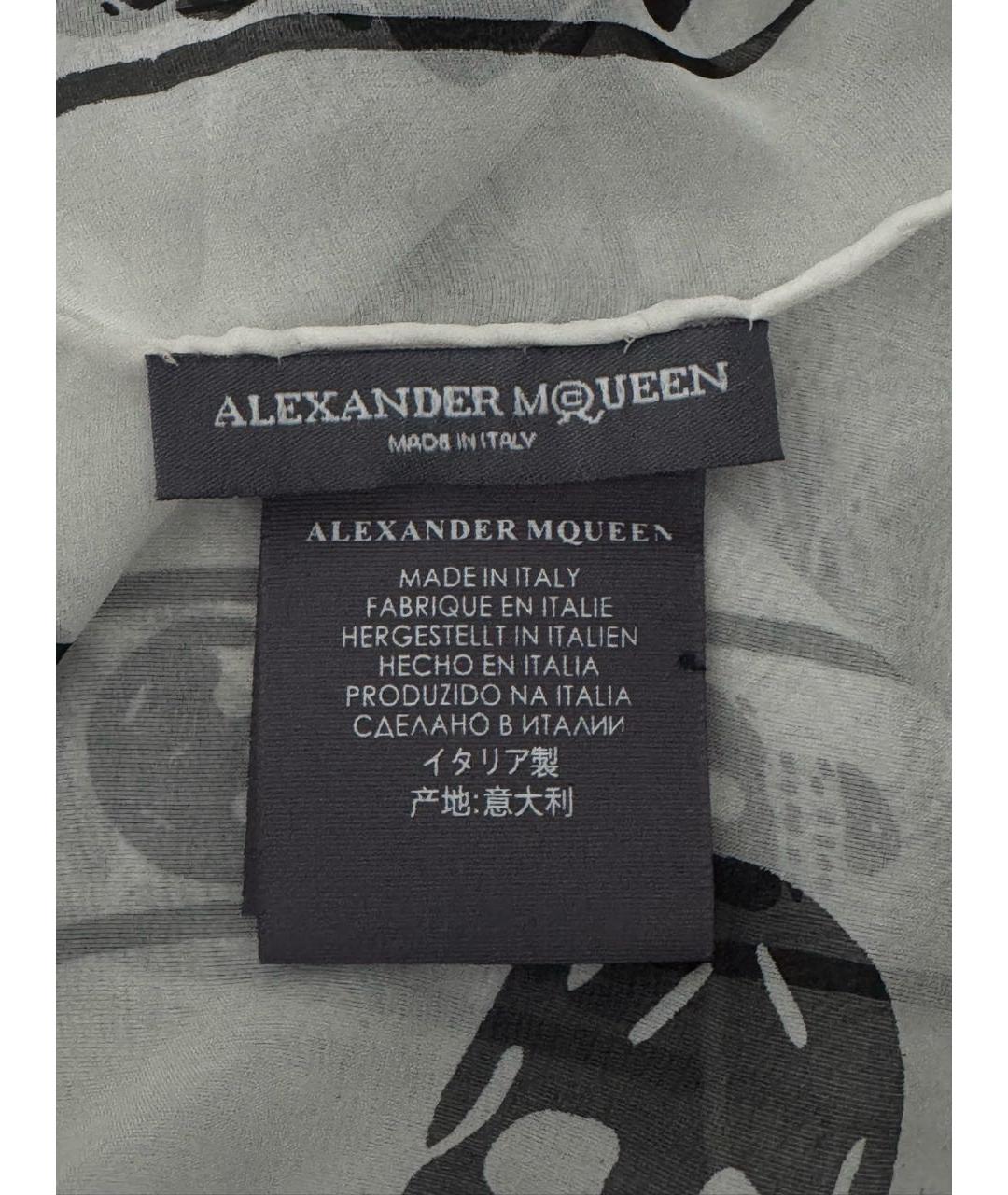 ALEXANDER MCQUEEN Белый шелковый шарф, фото 4