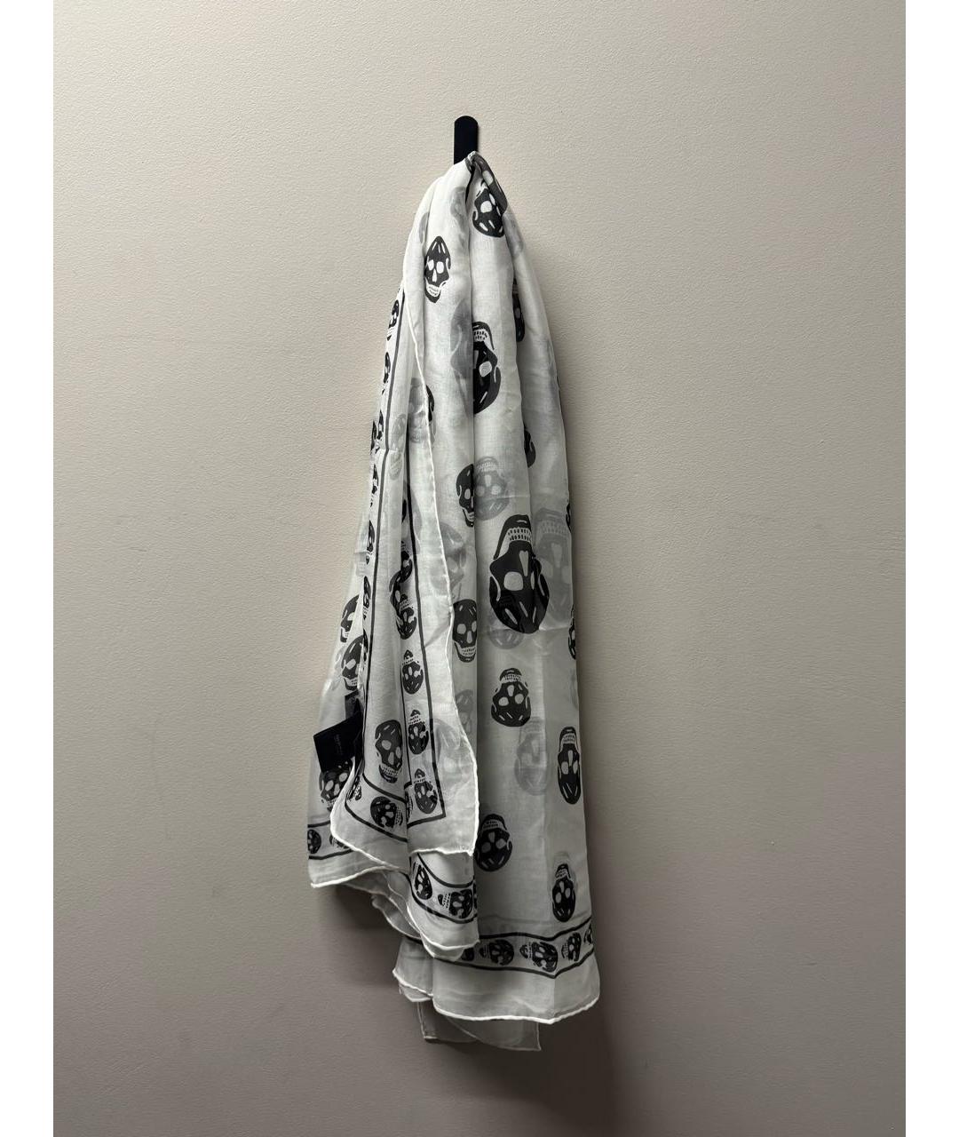 ALEXANDER MCQUEEN Белый шелковый шарф, фото 2