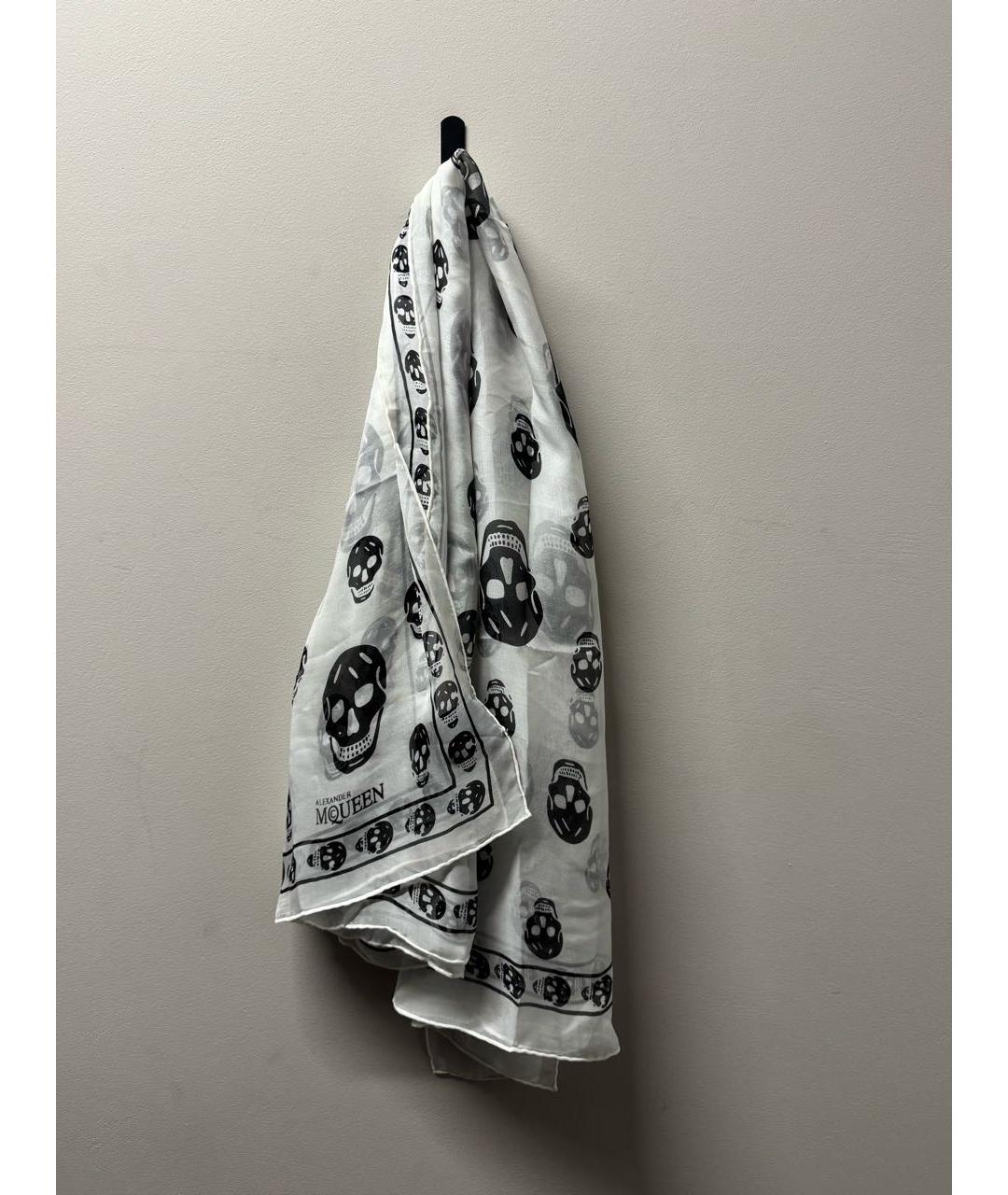 ALEXANDER MCQUEEN Белый шелковый шарф, фото 3