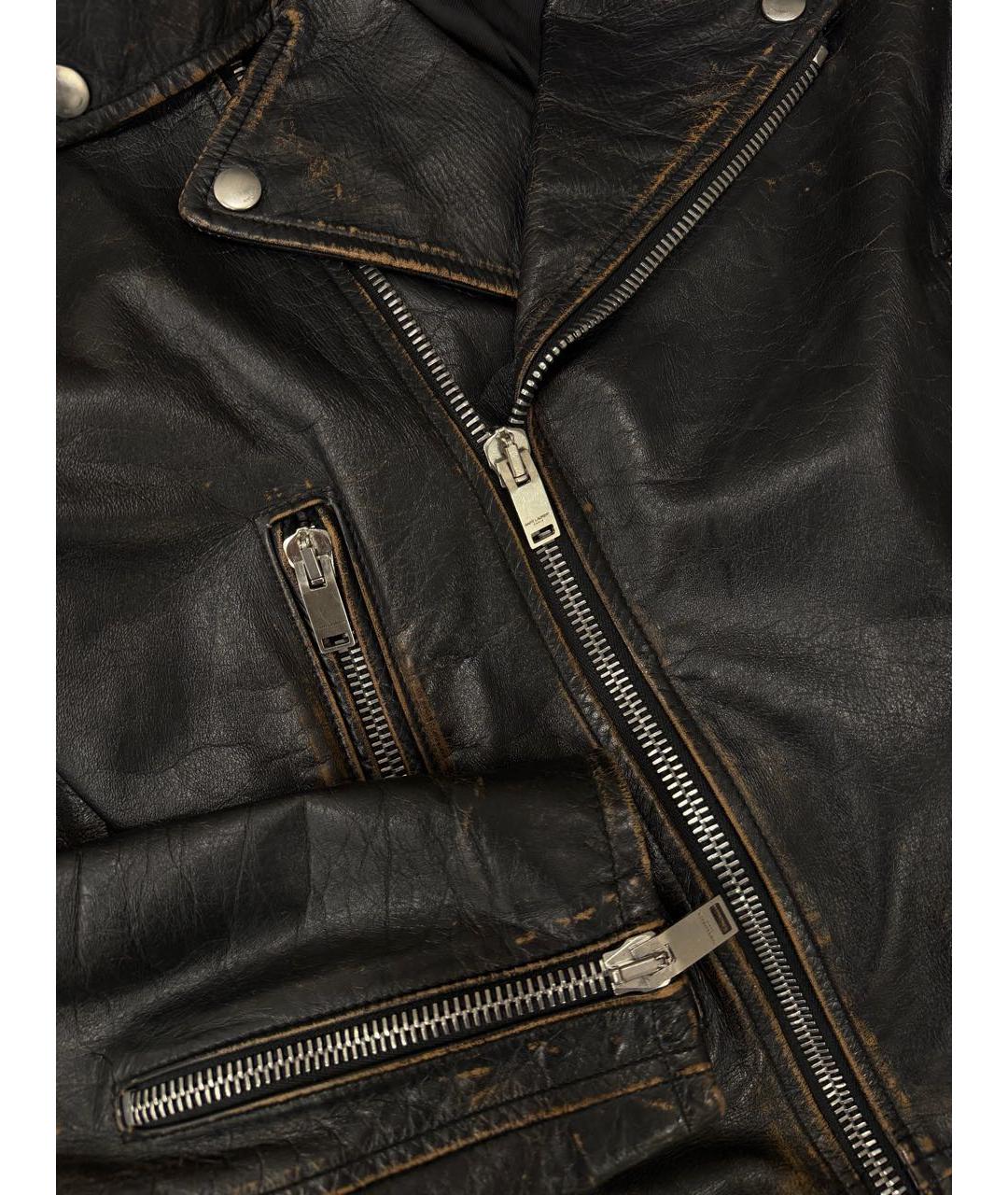 SAINT LAURENT Черная кожаная куртка, фото 4