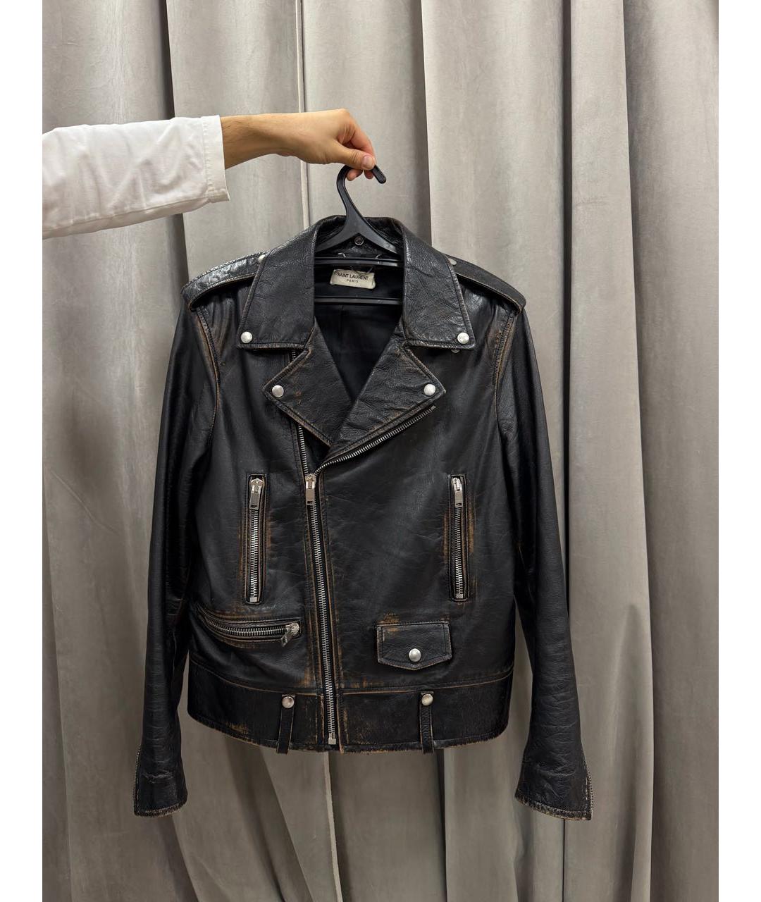 SAINT LAURENT Черная кожаная куртка, фото 5