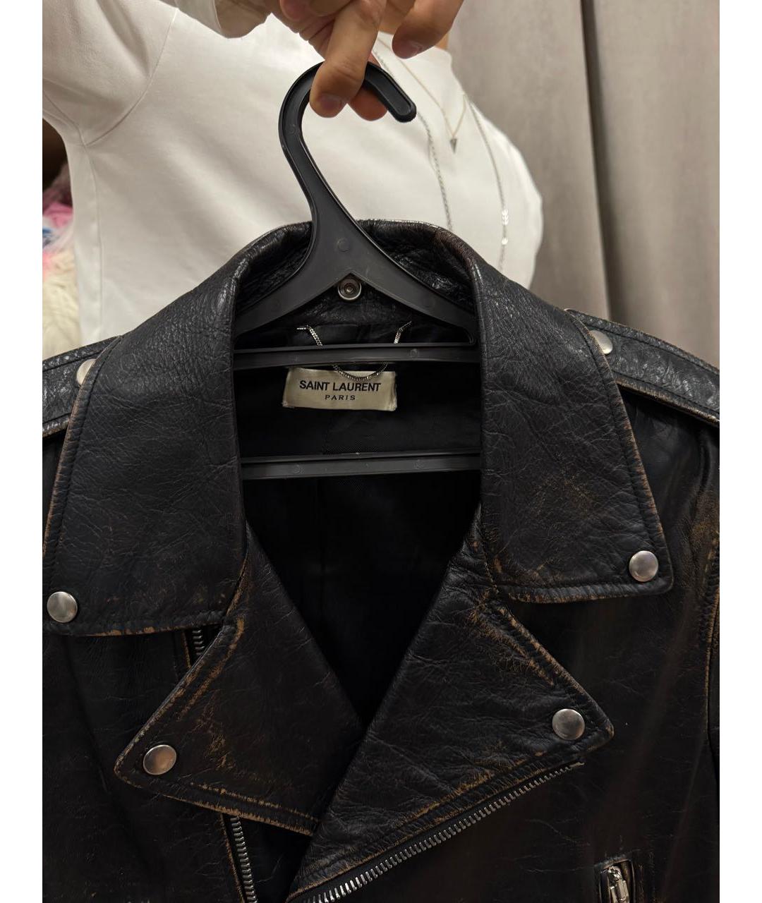 SAINT LAURENT Черная кожаная куртка, фото 3