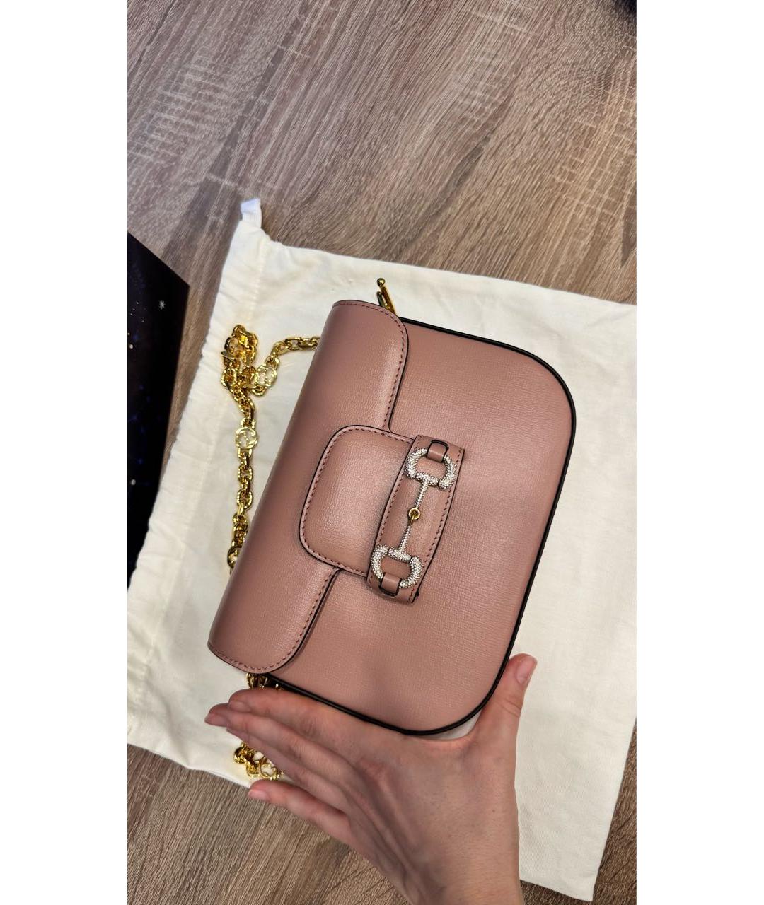 GUCCI Розовая кожаная сумка с короткими ручками, фото 3