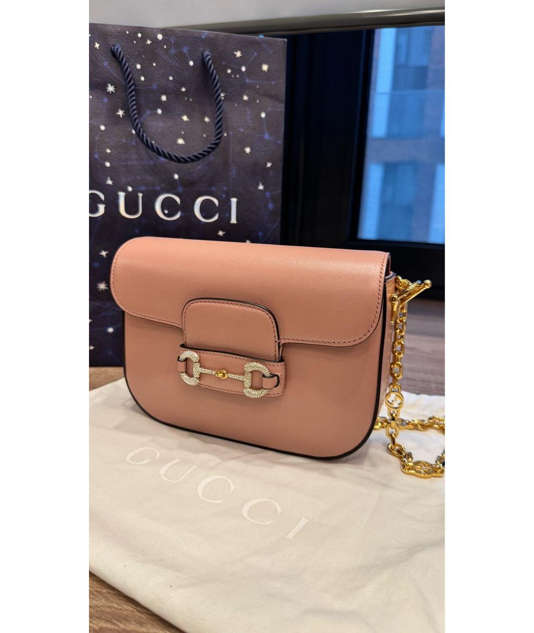 GUCCI Розовая кожаная сумка с короткими ручками, фото 6