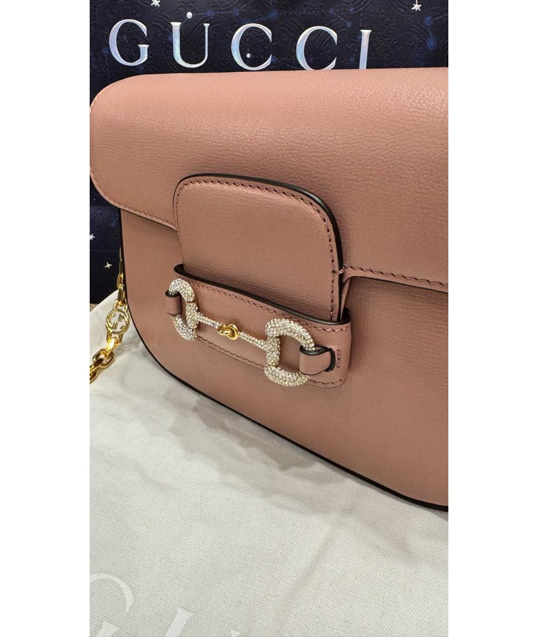 GUCCI Розовая кожаная сумка с короткими ручками, фото 5