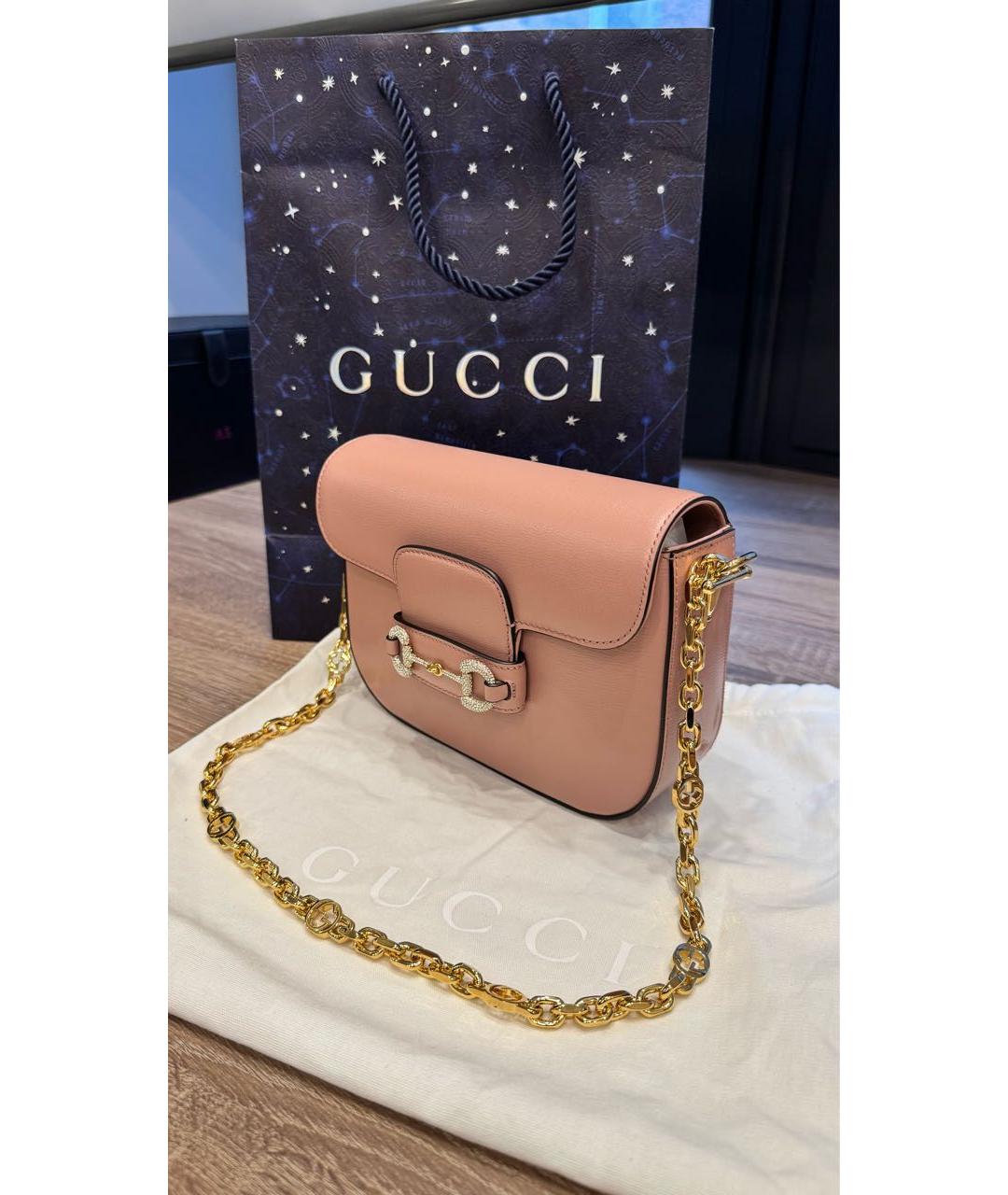 GUCCI Розовая кожаная сумка с короткими ручками, фото 2